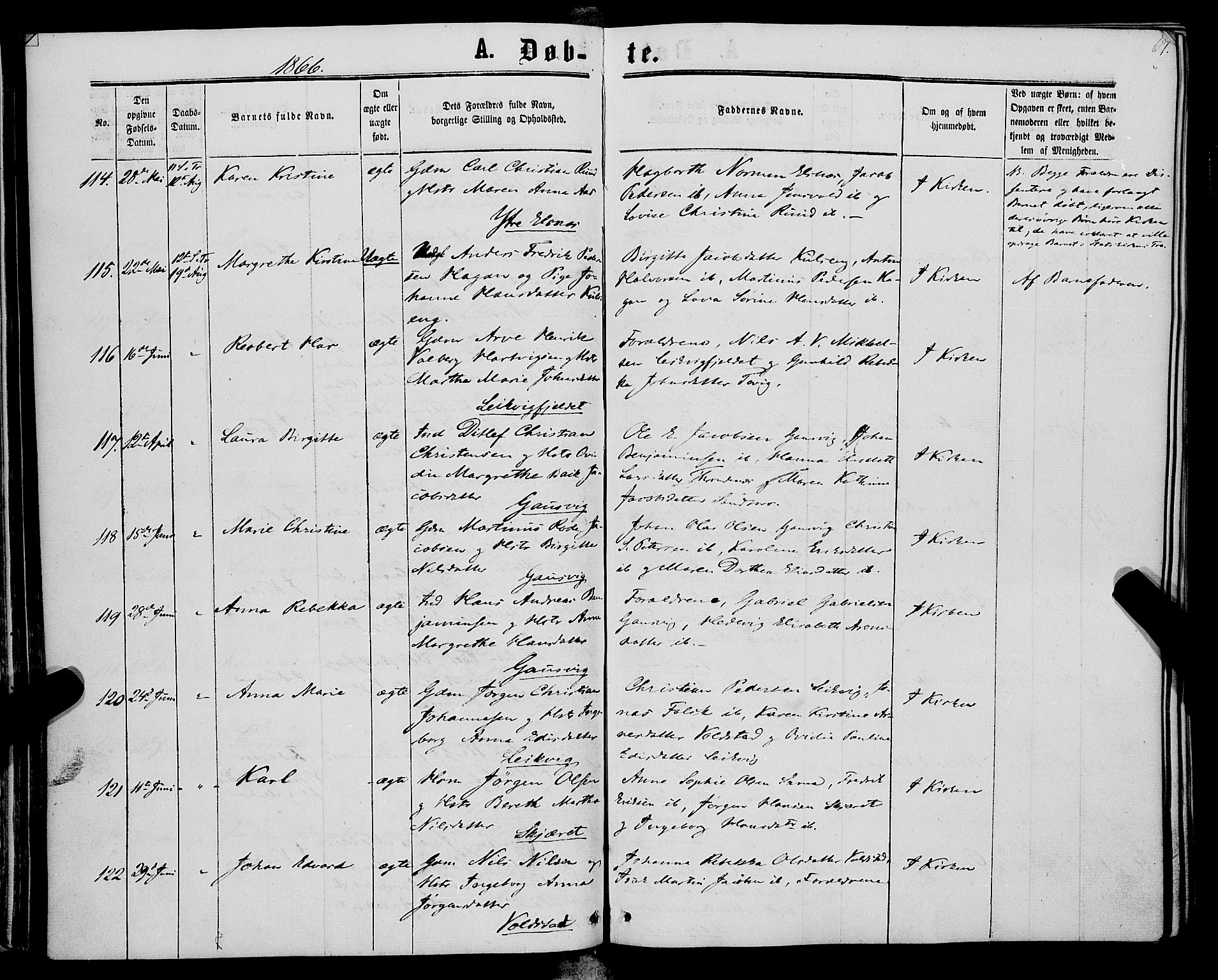 Trondenes sokneprestkontor, AV/SATØ-S-1319/H/Ha/L0012kirke: Parish register (official) no. 12, 1863-1870, p. 67