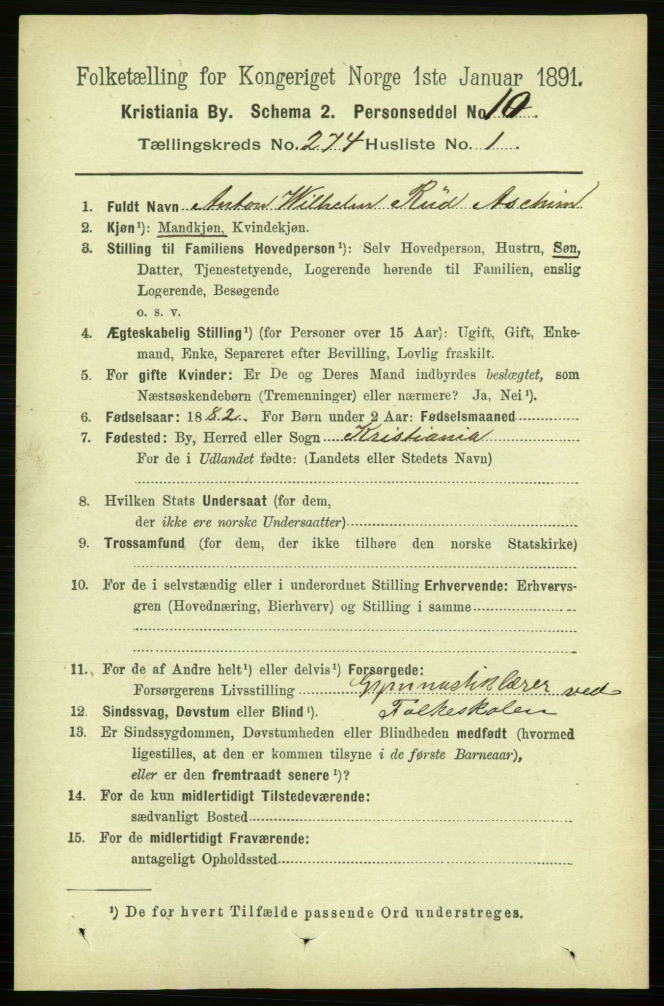 RA, 1891 census for 0301 Kristiania, 1891, p. 166410