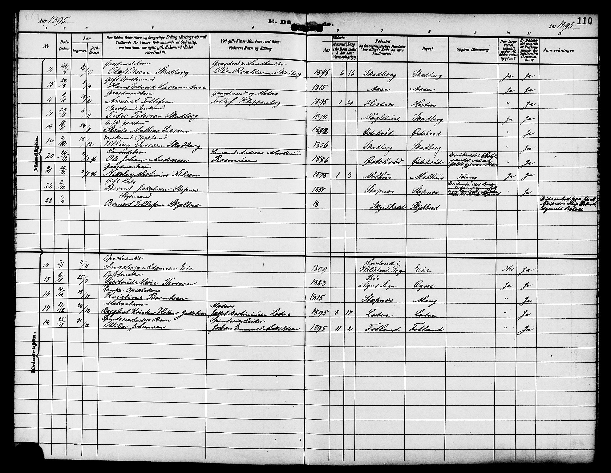 Eigersund sokneprestkontor, AV/SAST-A-101807/S09/L0009: Parish register (copy) no. B 9, 1893-1907, p. 110