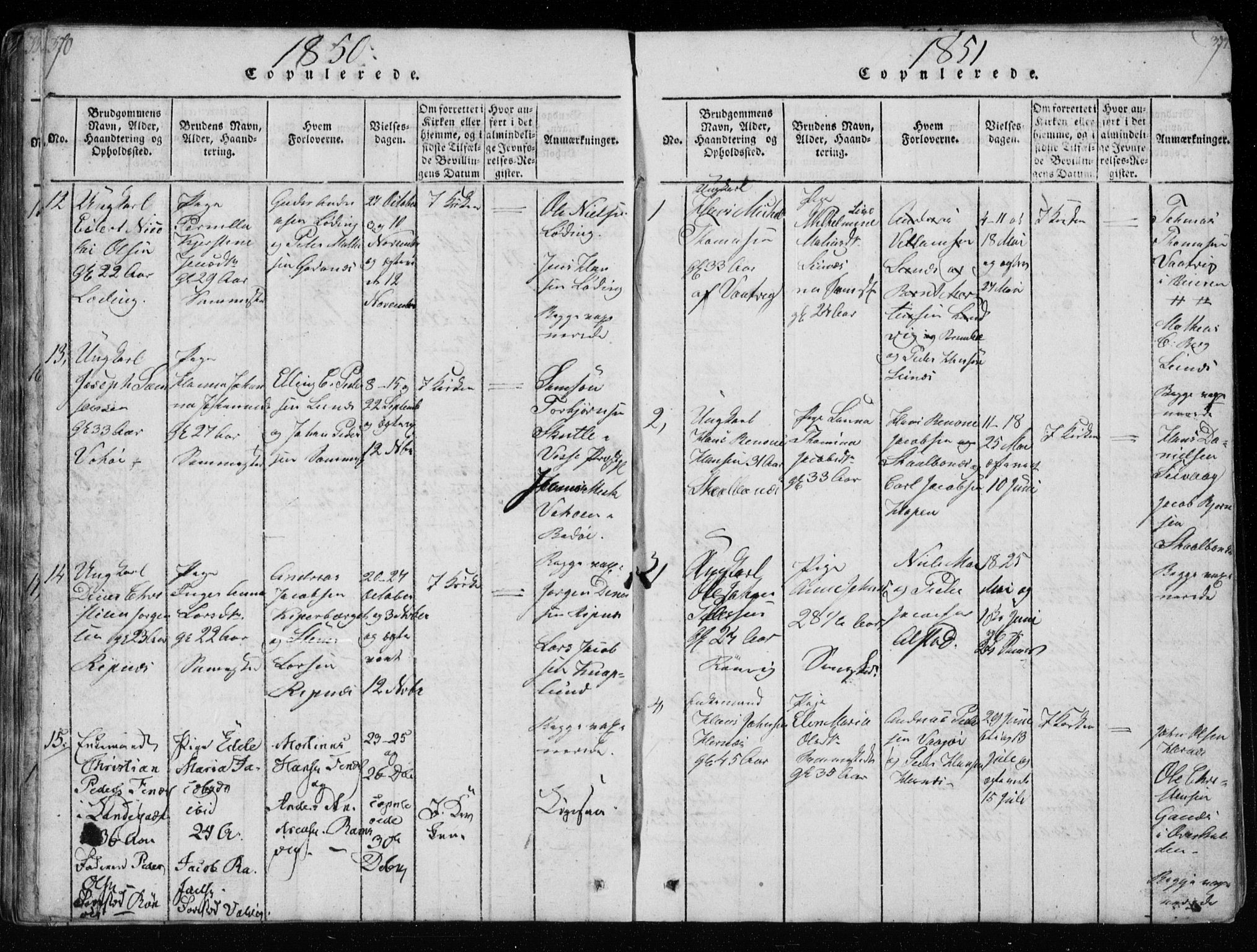 Ministerialprotokoller, klokkerbøker og fødselsregistre - Nordland, SAT/A-1459/801/L0026: Parish register (copy) no. 801C01, 1820-1855, p. 370-371