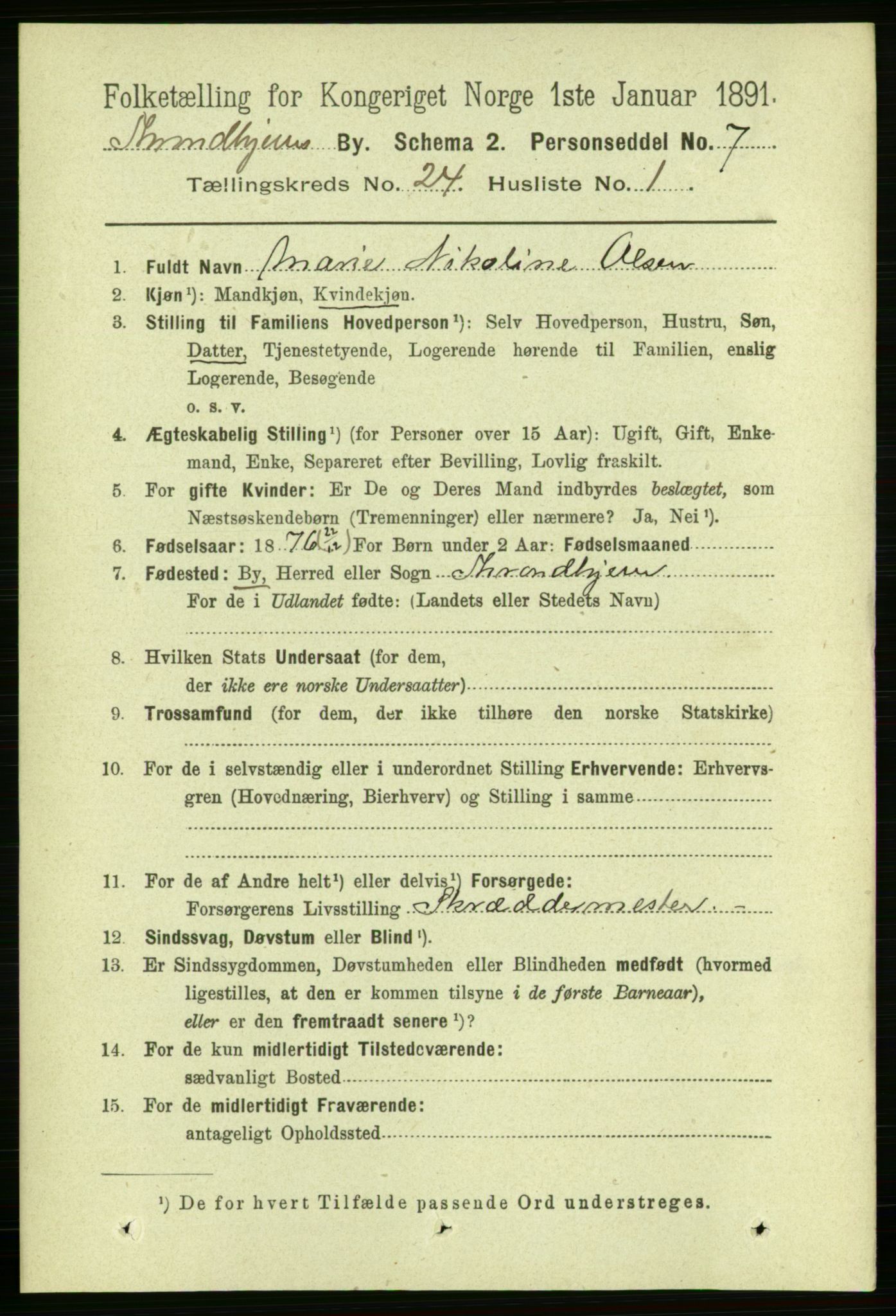 RA, 1891 census for 1601 Trondheim, 1891, p. 17952