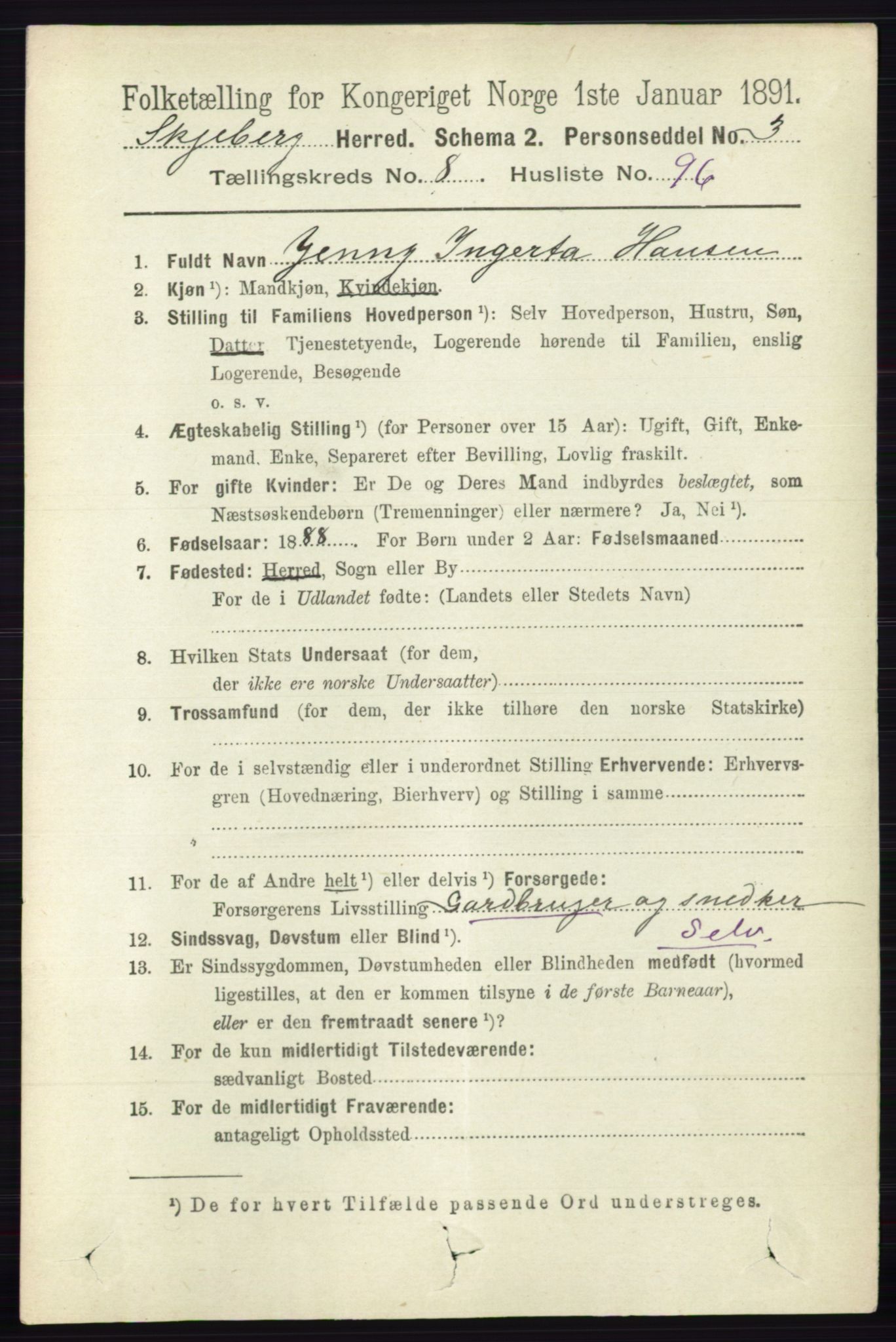 RA, 1891 census for 0115 Skjeberg, 1891, p. 4573