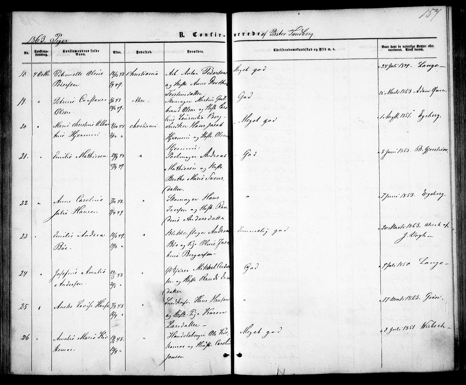 Trefoldighet prestekontor Kirkebøker, AV/SAO-A-10882/F/Fb/L0001: Parish register (official) no. II 1, 1858-1871, p. 157