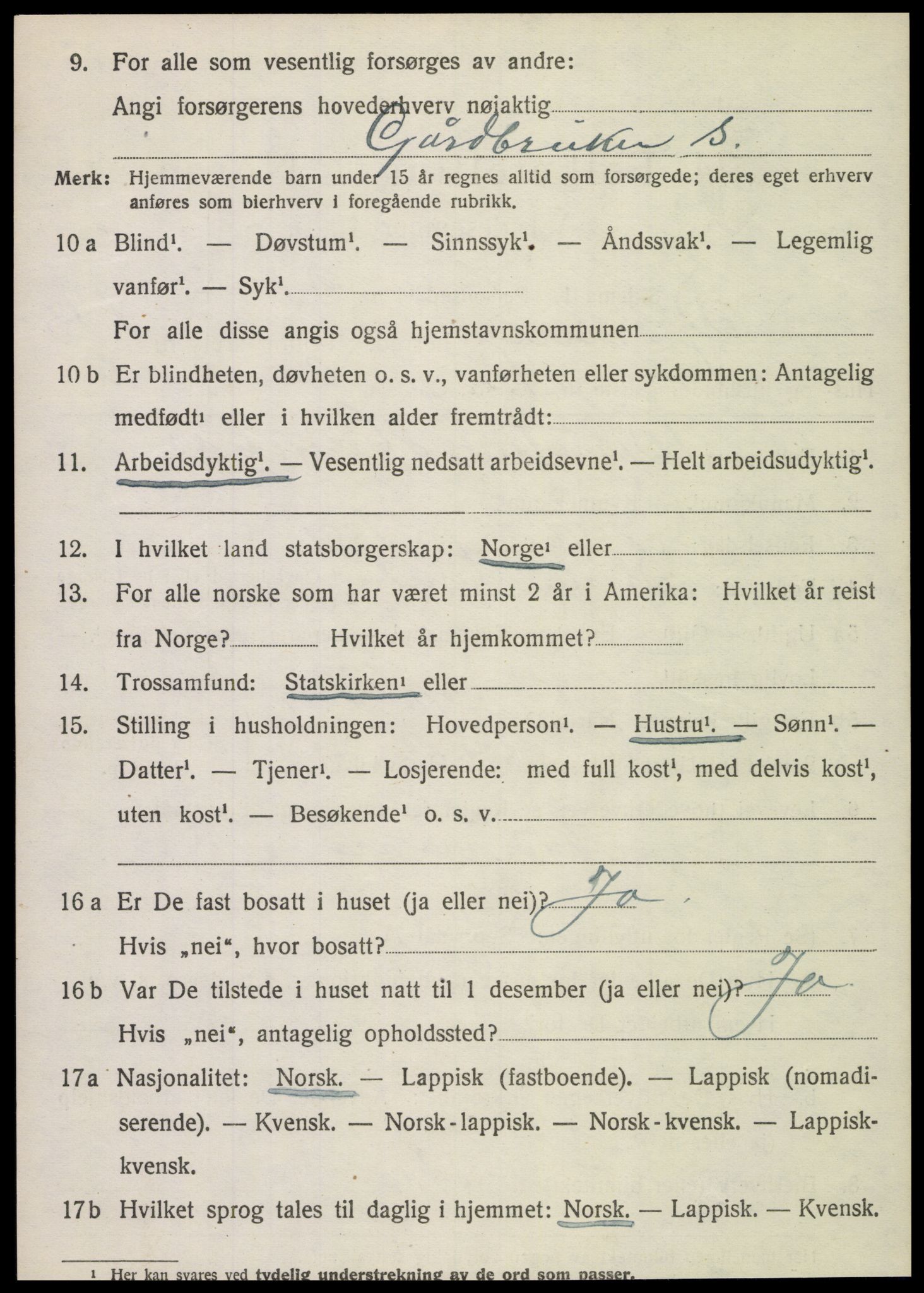 SAT, 1920 census for Sparbu, 1920, p. 1954