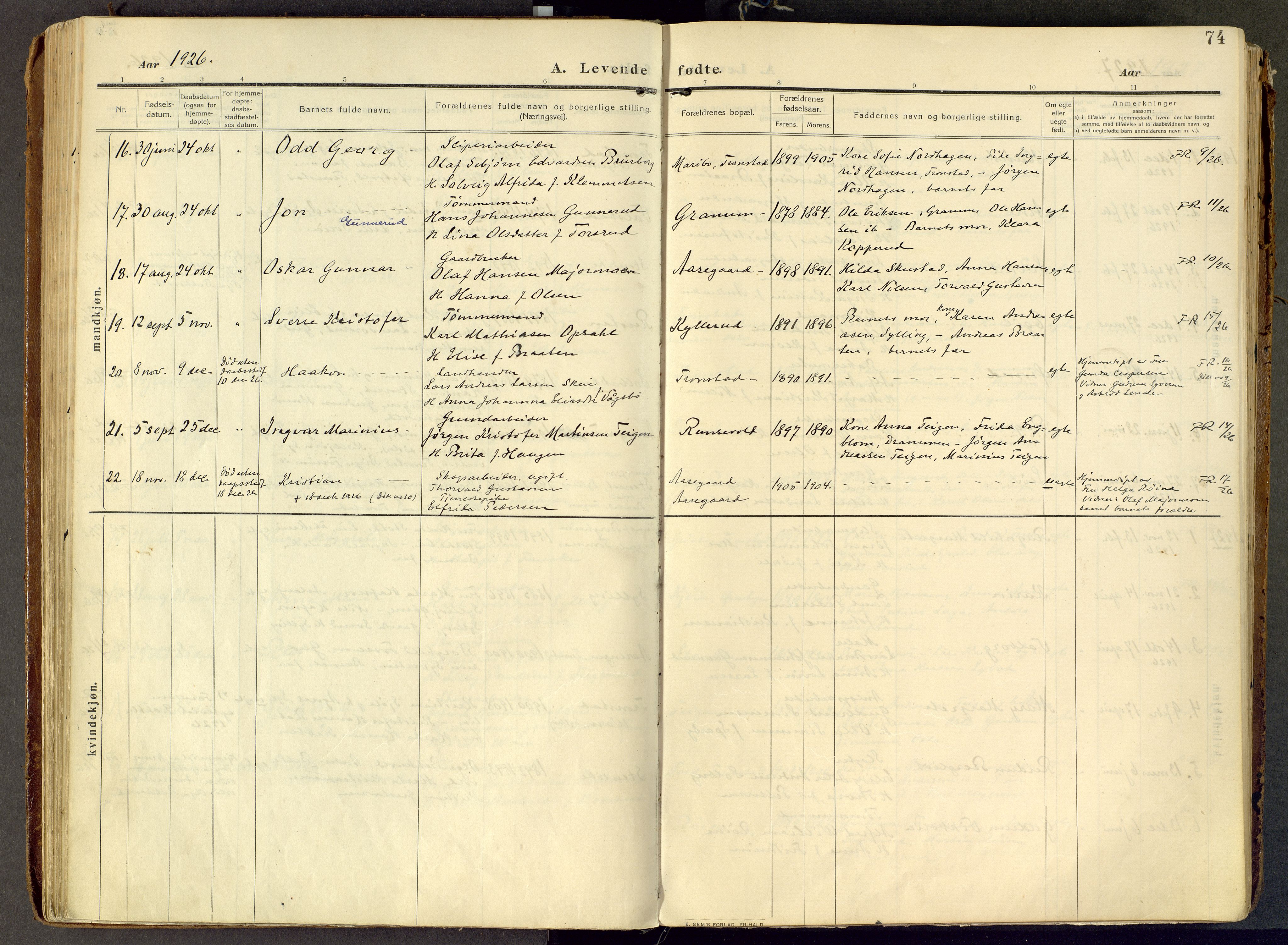 Parish register (official) no. III 1, 1910-1936, p. 74