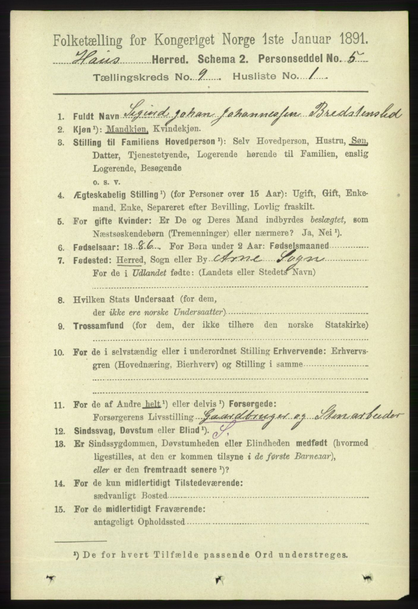 RA, 1891 census for 1250 Haus, 1891, p. 3548