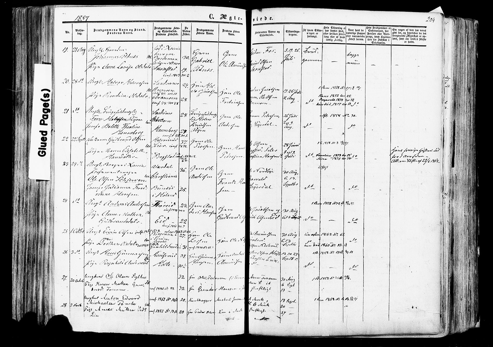 Aurskog prestekontor Kirkebøker, AV/SAO-A-10304a/F/Fa/L0007: Parish register (official) no. I 7, 1854-1877, p. 204