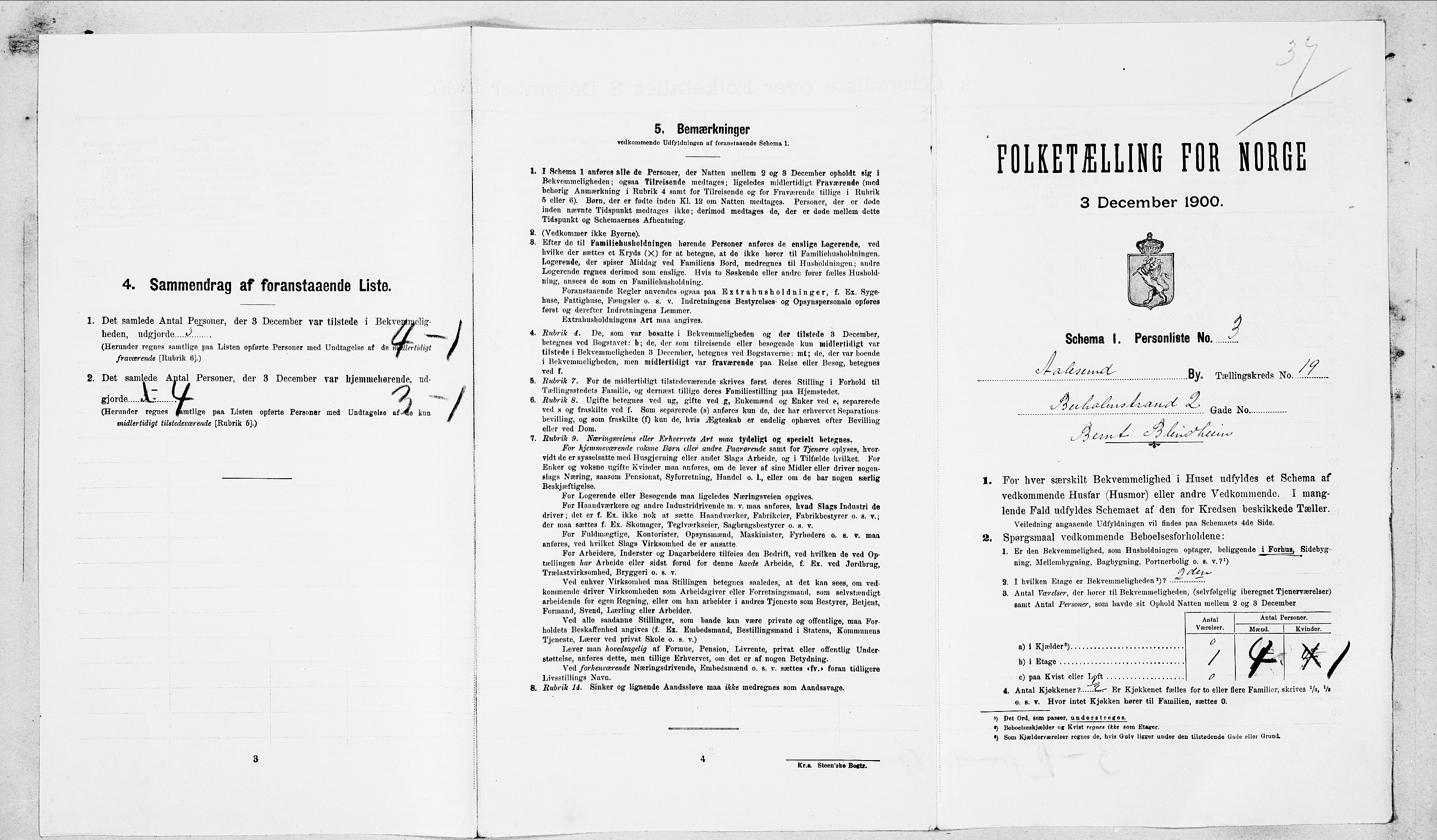 SAT, 1900 census for Ålesund, 1900, p. 4848