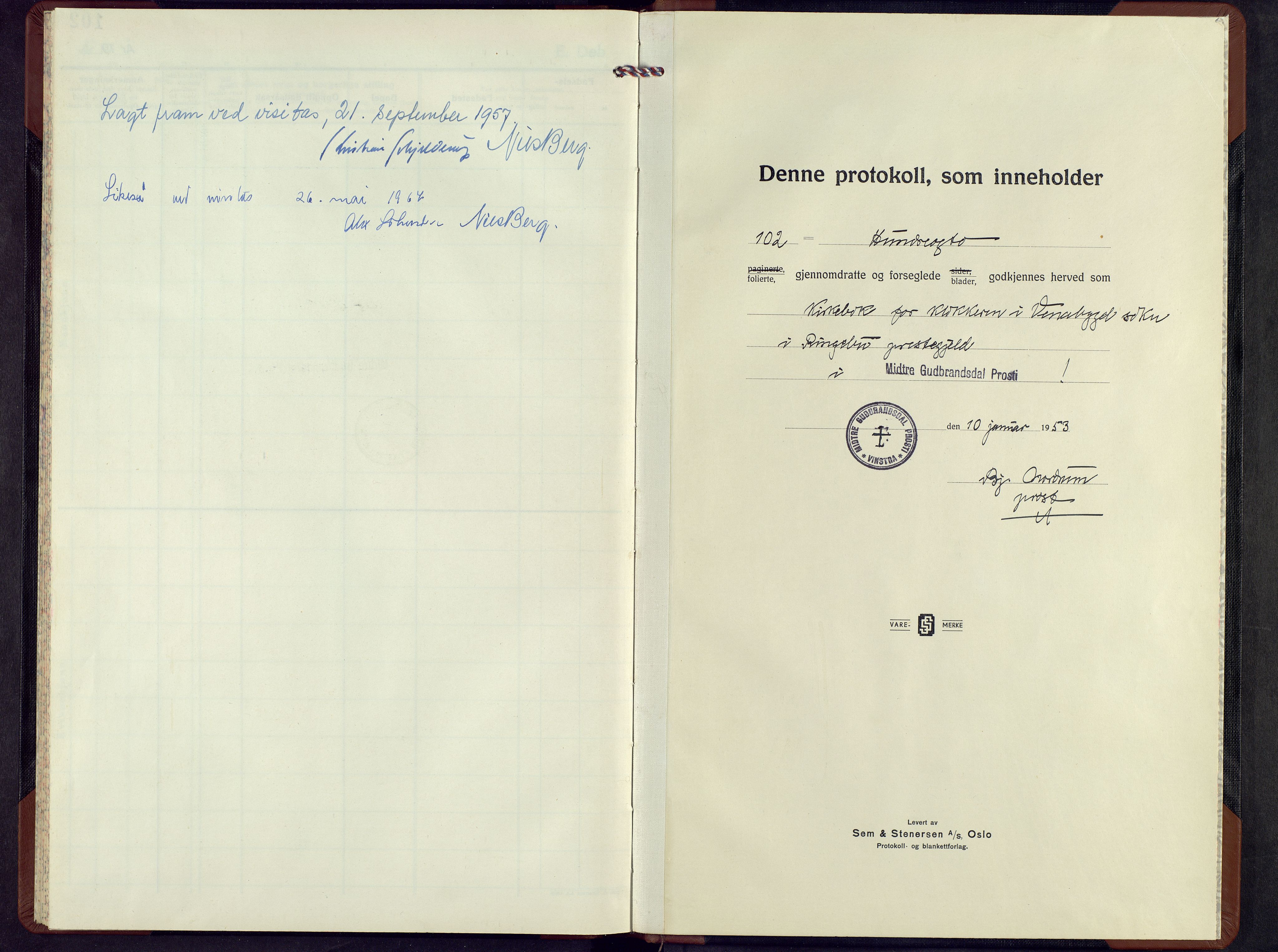 Ringebu prestekontor, AV/SAH-PREST-082/H/Ha/Hab/L0015: Parish register (copy) no. 15, 1954-1968