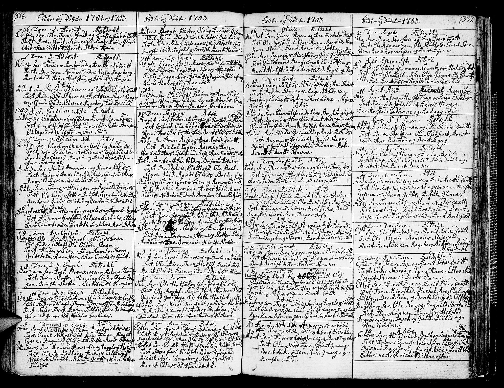 Ministerialprotokoller, klokkerbøker og fødselsregistre - Sør-Trøndelag, SAT/A-1456/672/L0852: Parish register (official) no. 672A05, 1776-1815, p. 336-337
