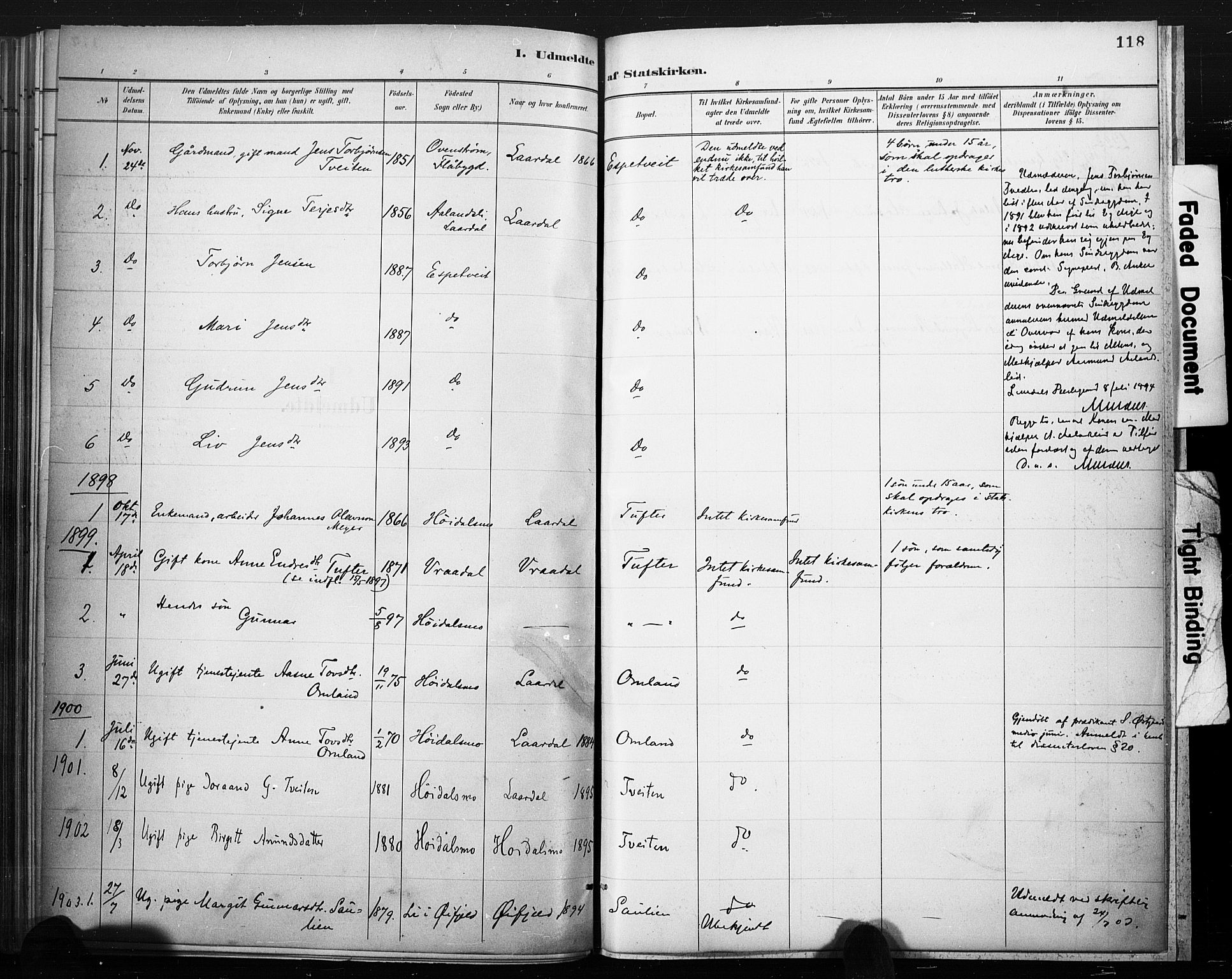 Lårdal kirkebøker, SAKO/A-284/F/Fc/L0002: Parish register (official) no. III 2, 1887-1906, p. 118