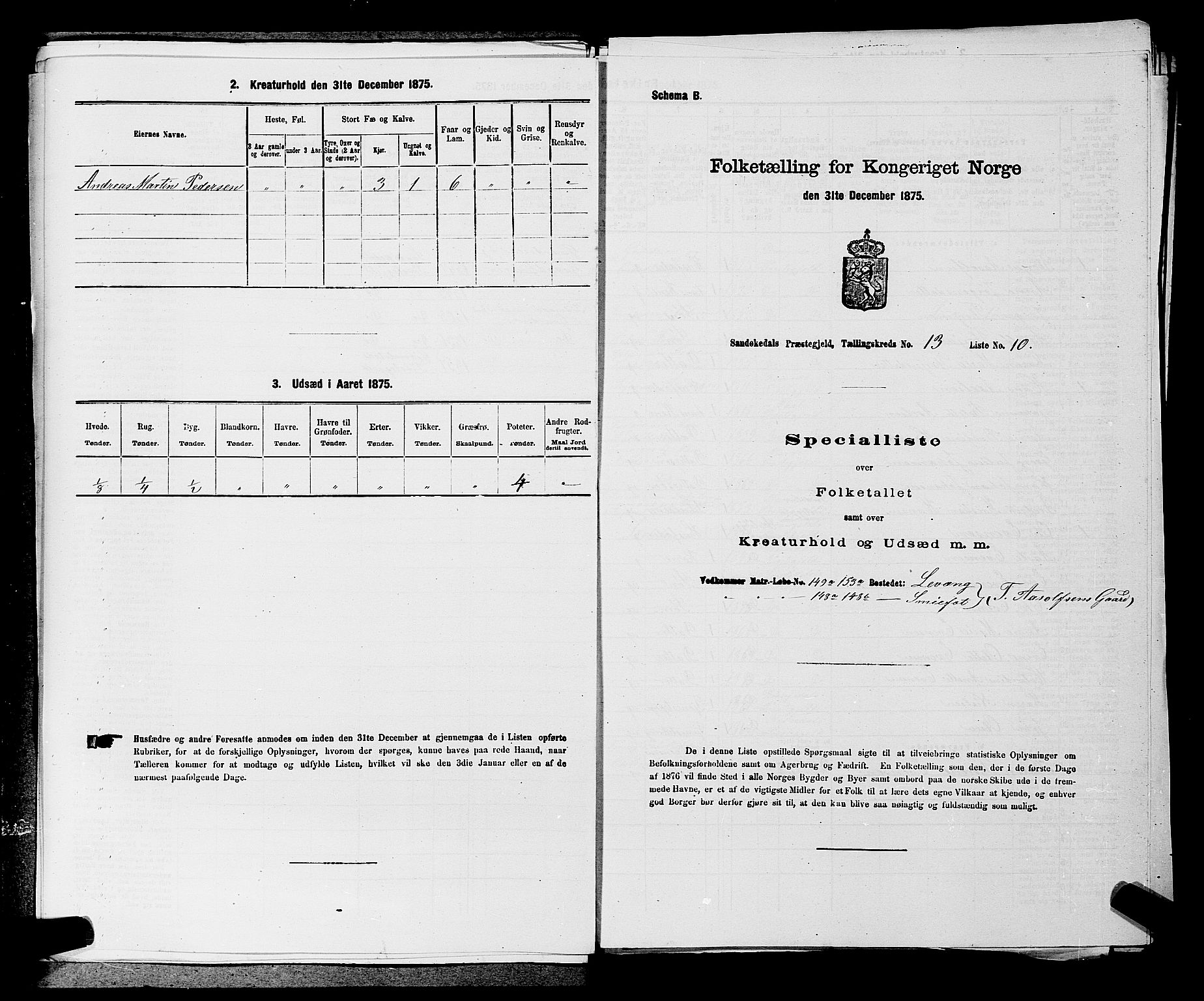 SAKO, 1875 census for 0816P Sannidal, 1875, p. 884