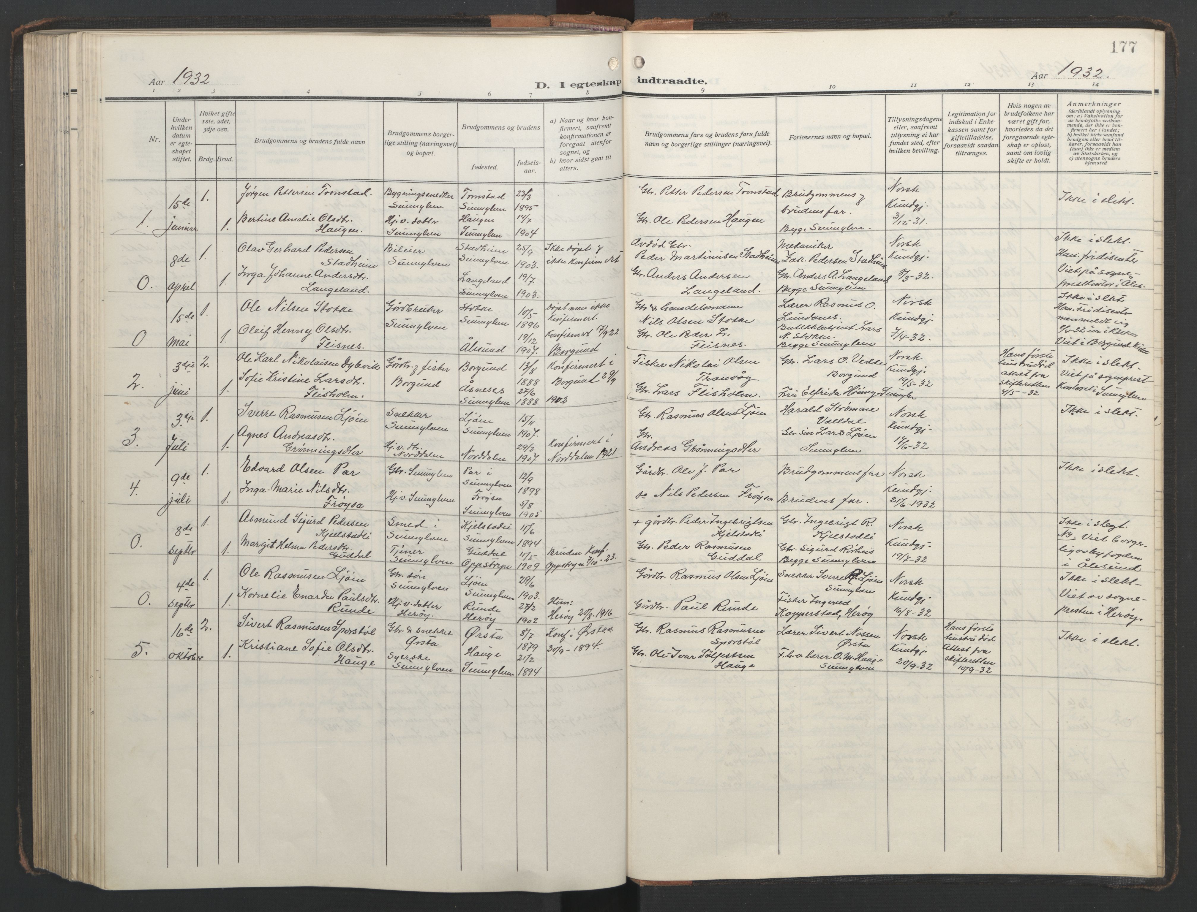 Ministerialprotokoller, klokkerbøker og fødselsregistre - Møre og Romsdal, AV/SAT-A-1454/517/L0232: Parish register (copy) no. 517C05, 1910-1946, p. 177