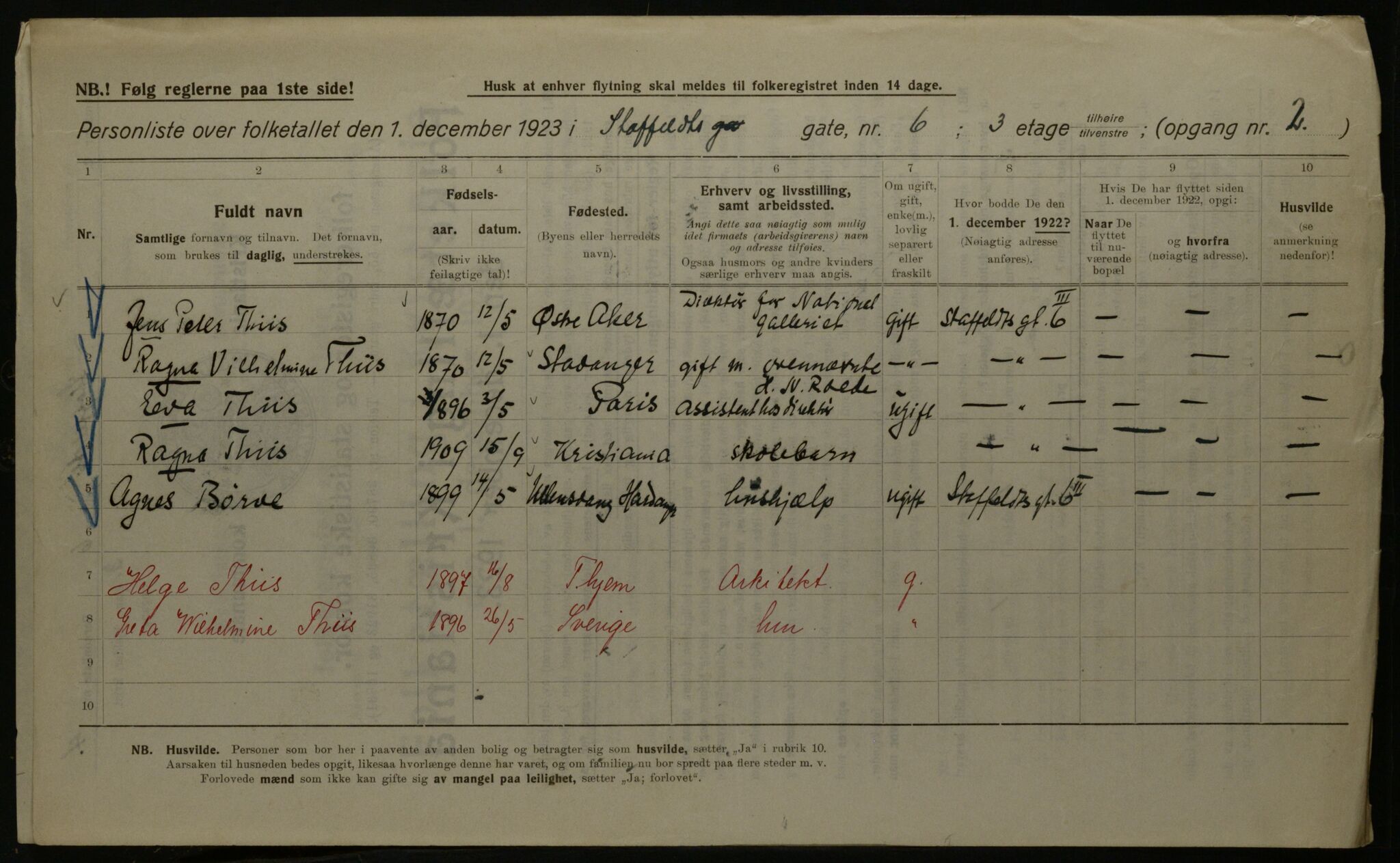 OBA, Municipal Census 1923 for Kristiania, 1923, p. 111187