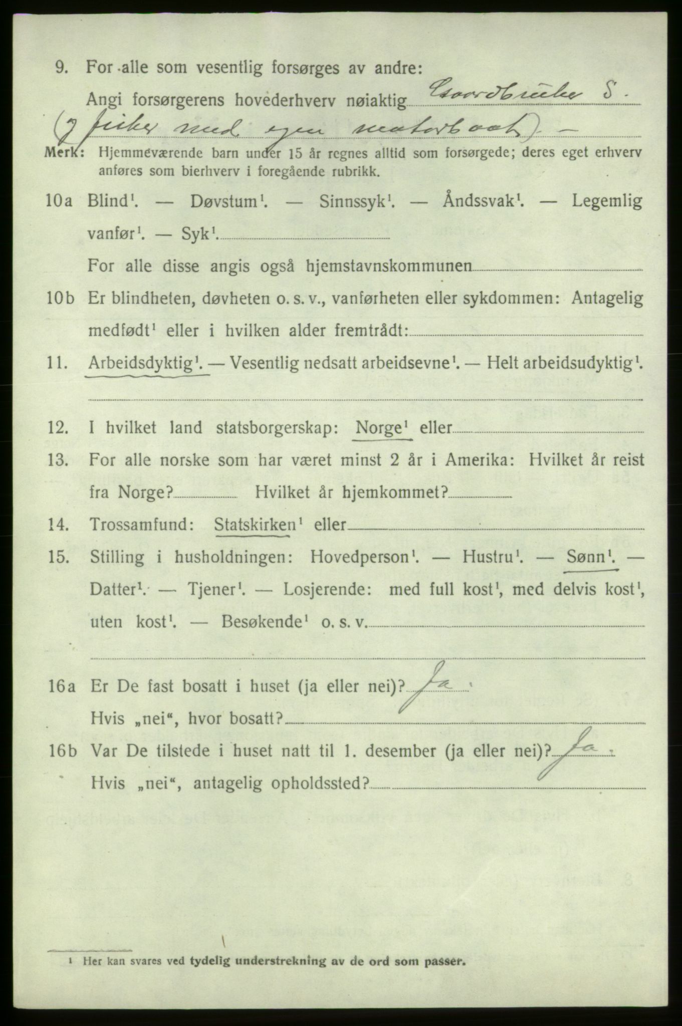 SAB, 1920 census for Bremnes, 1920, p. 4013