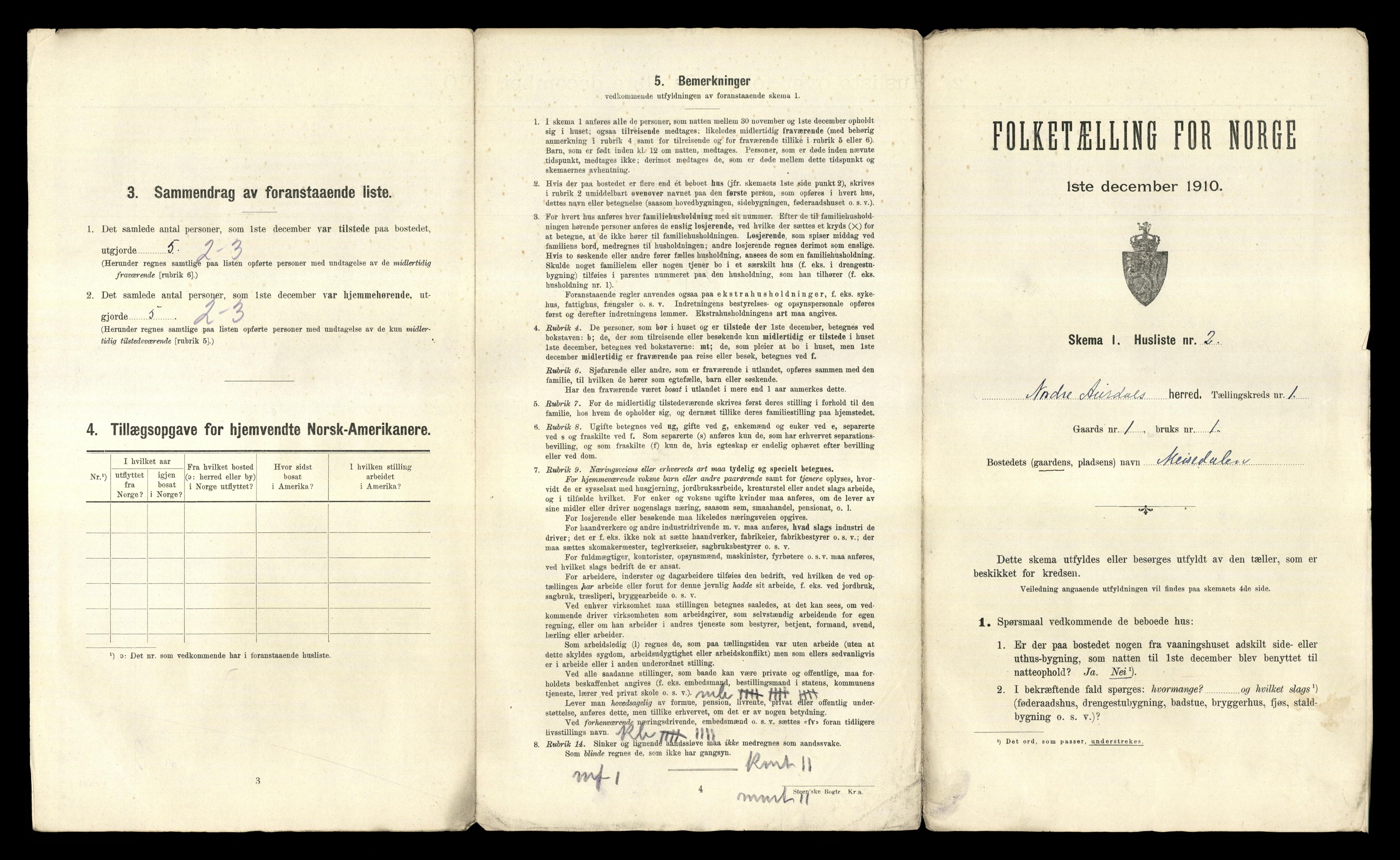 RA, 1910 census for Nord-Aurdal, 1910, p. 61