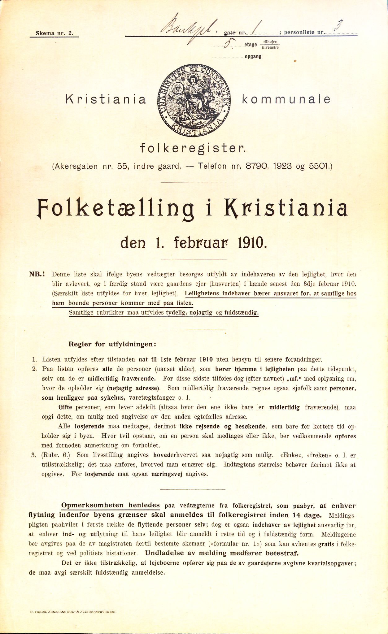 OBA, Municipal Census 1910 for Kristiania, 1910, p. 3200