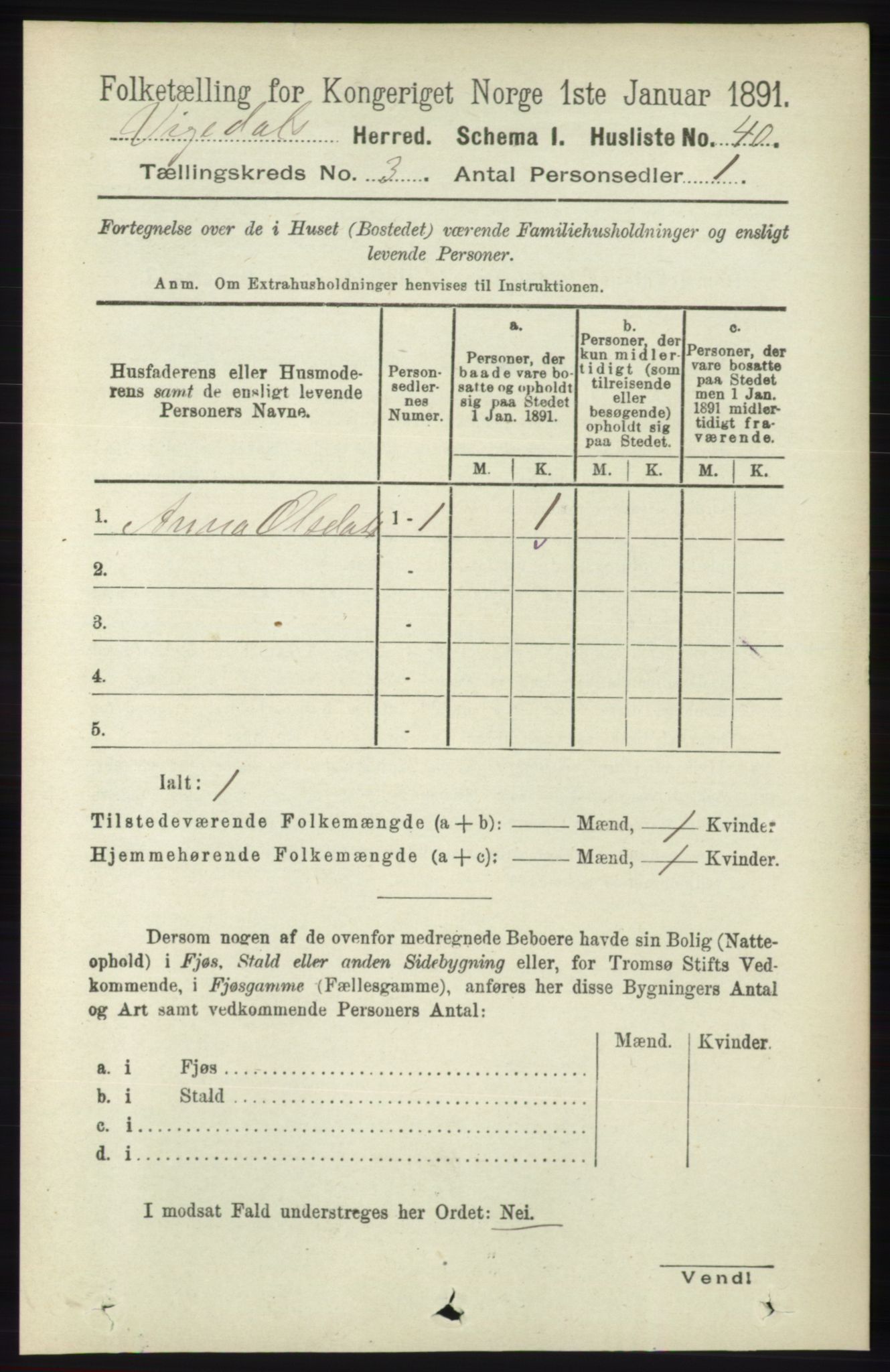 RA, 1891 census for 1157 Vikedal, 1891, p. 716