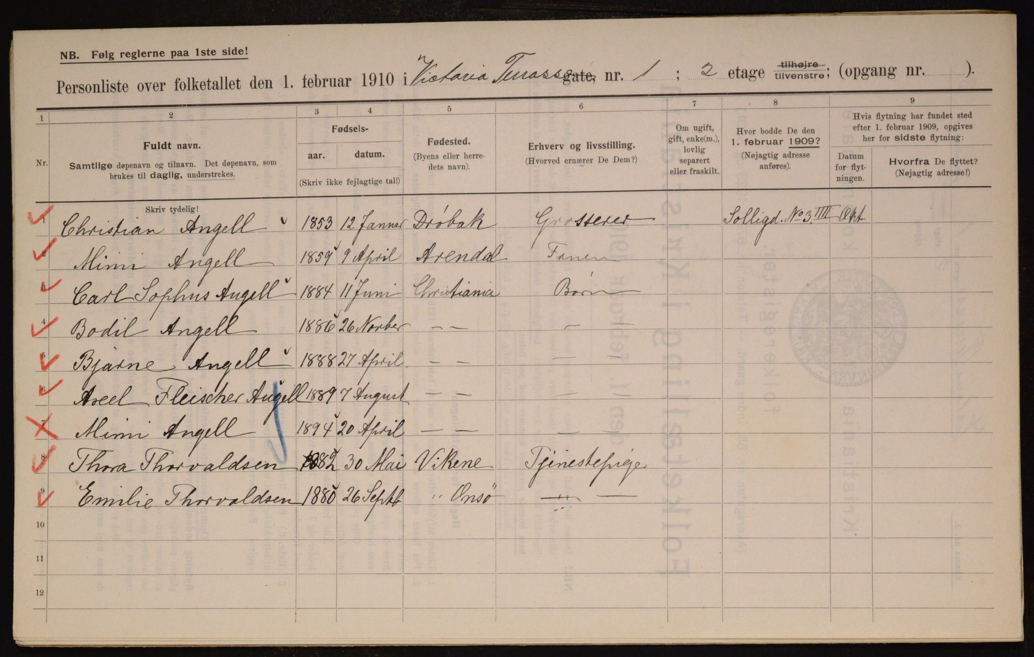 OBA, Municipal Census 1910 for Kristiania, 1910, p. 117089