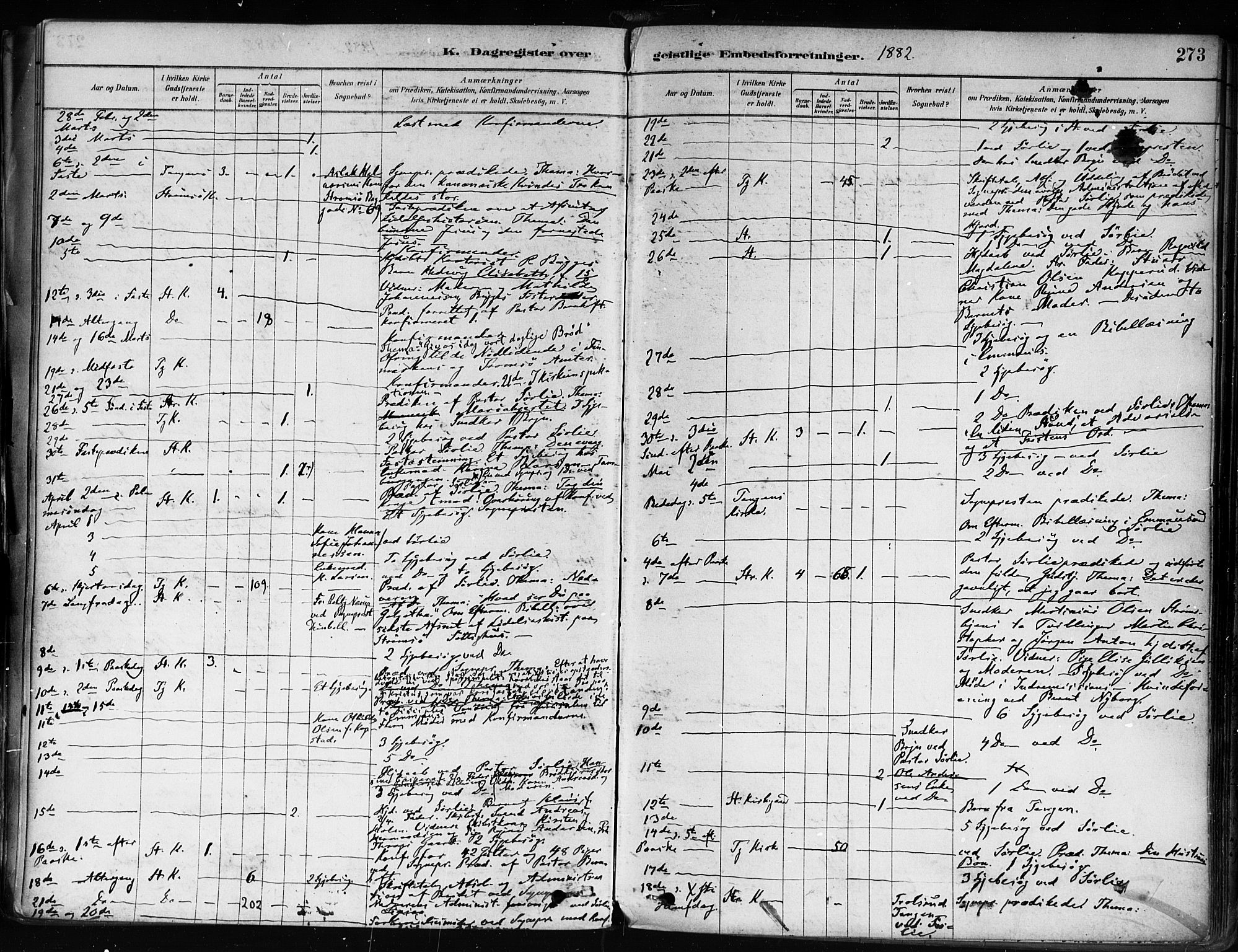 Strømsø kirkebøker, AV/SAKO-A-246/F/Fa/L0022: Parish register (official) no. I 22, 1879-1899, p. 273