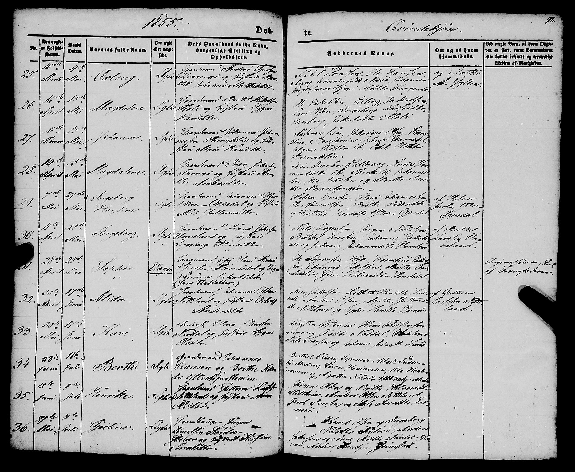 Gulen sokneprestembete, AV/SAB-A-80201/H/Haa/Haaa/L0021: Parish register (official) no. A 21, 1848-1858, p. 98