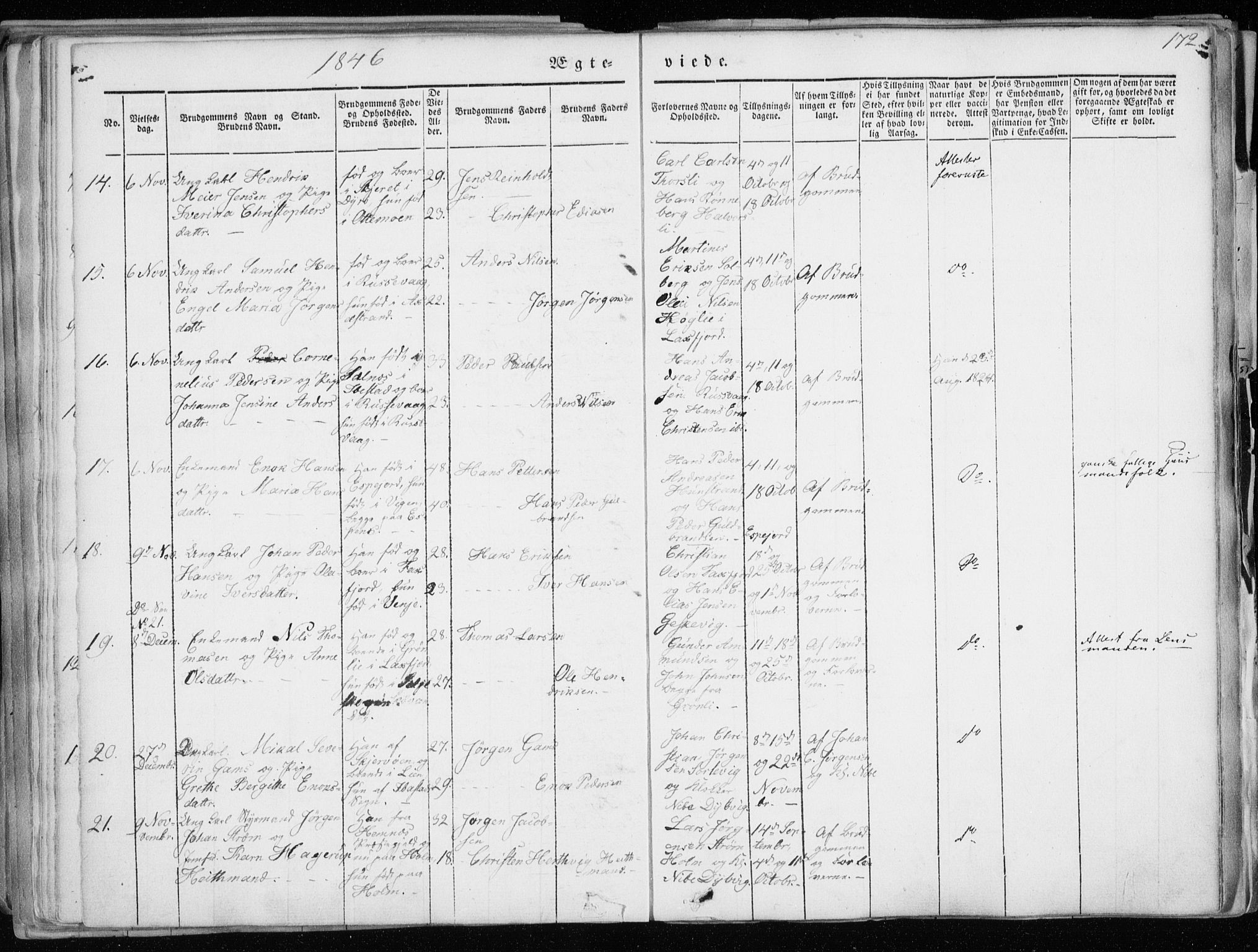 Tranøy sokneprestkontor, SATØ/S-1313/I/Ia/Iaa/L0006kirke: Parish register (official) no. 6, 1844-1855, p. 172