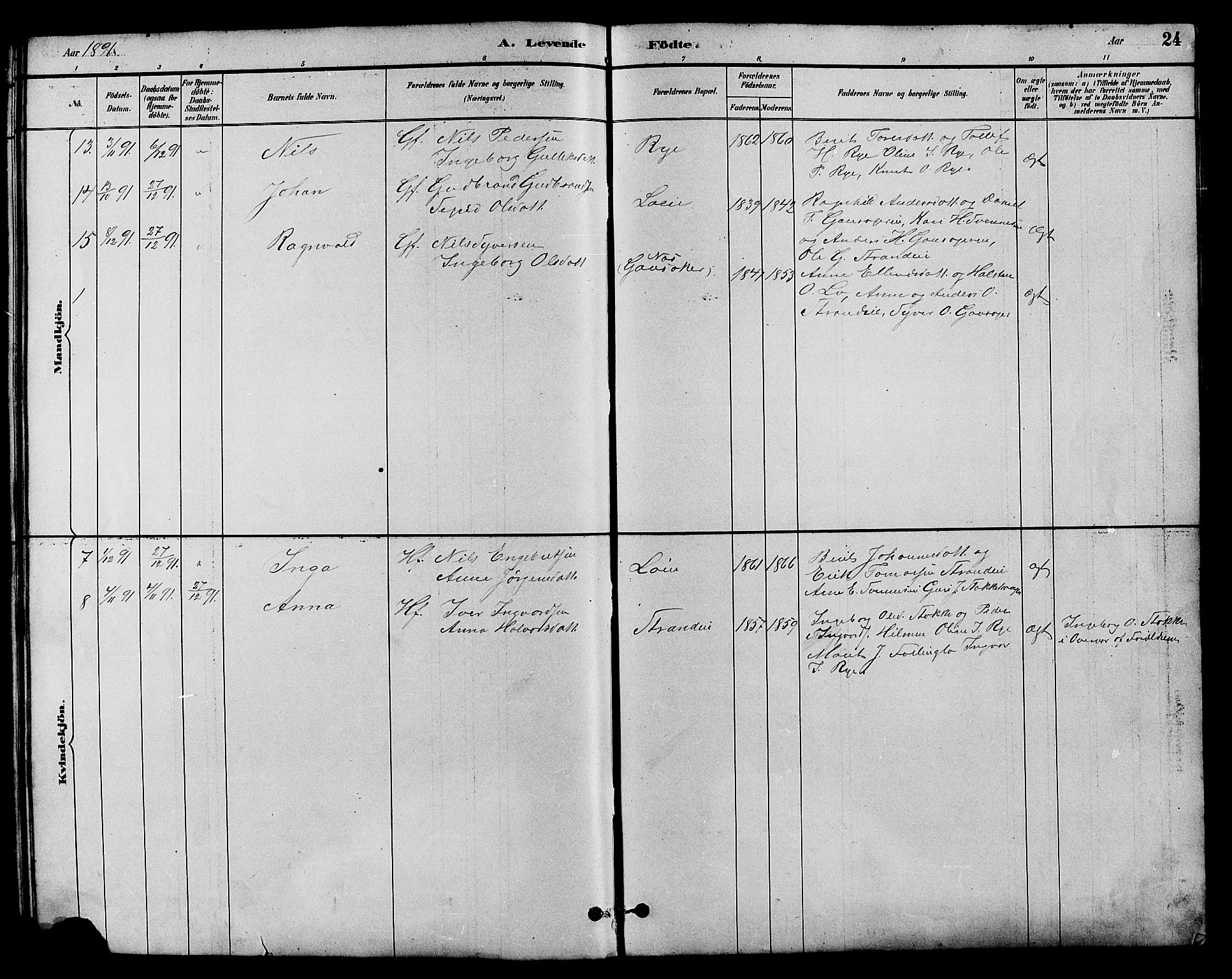Nord-Aurdal prestekontor, SAH/PREST-132/H/Ha/Hab/L0007: Parish register (copy) no. 7, 1883-1910, p. 24