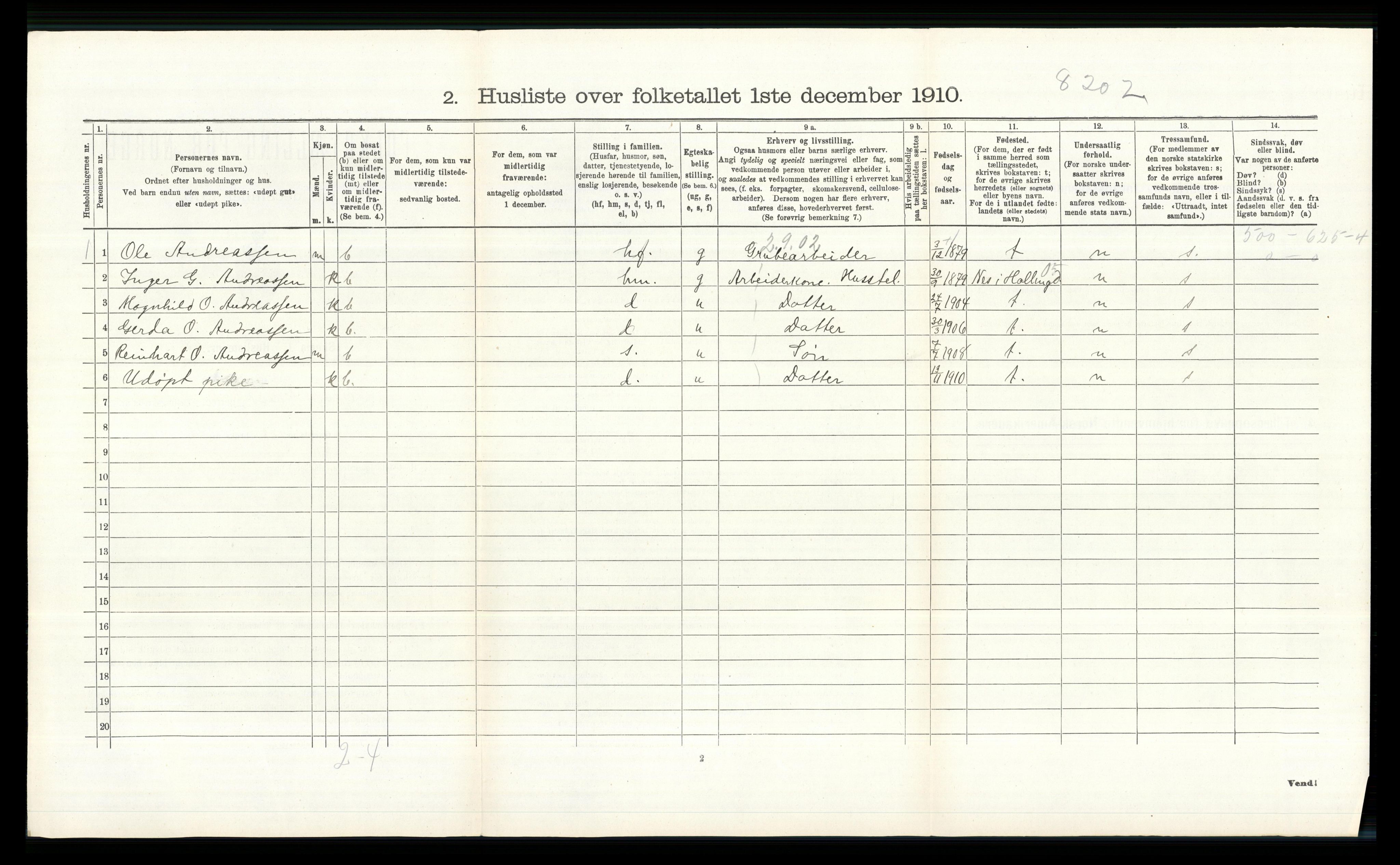 RA, 1910 census for Øvre Eiker, 1910, p. 1168