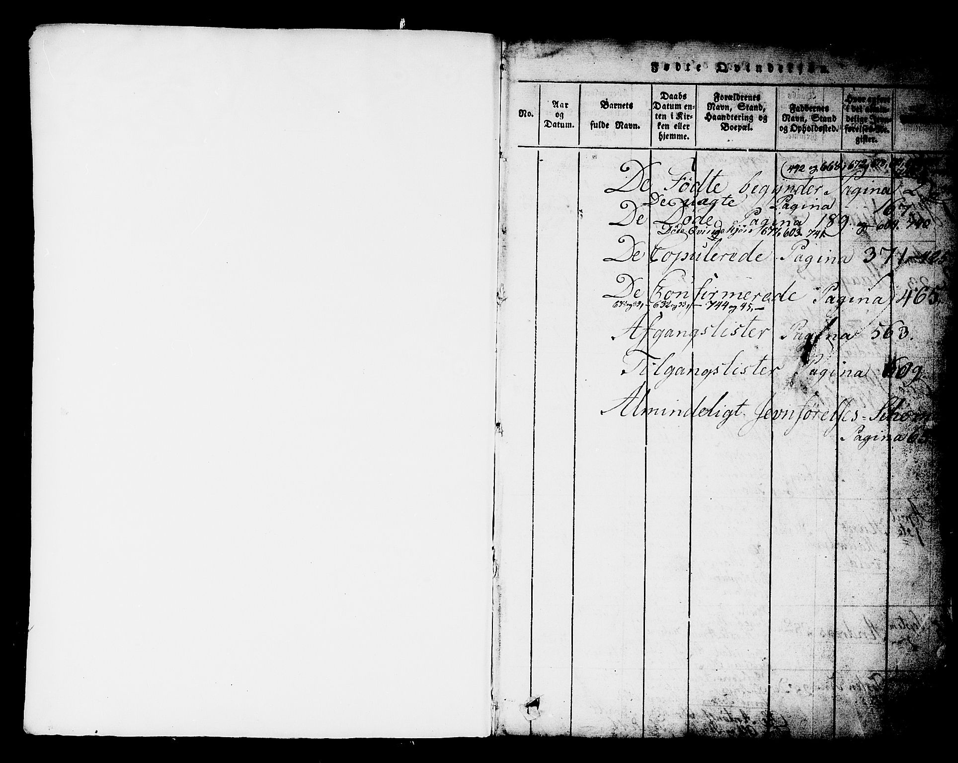 Kongsberg kirkebøker, SAKO/A-22/G/Ga/L0001: Parish register (copy) no. 1, 1816-1839, p. 0-1