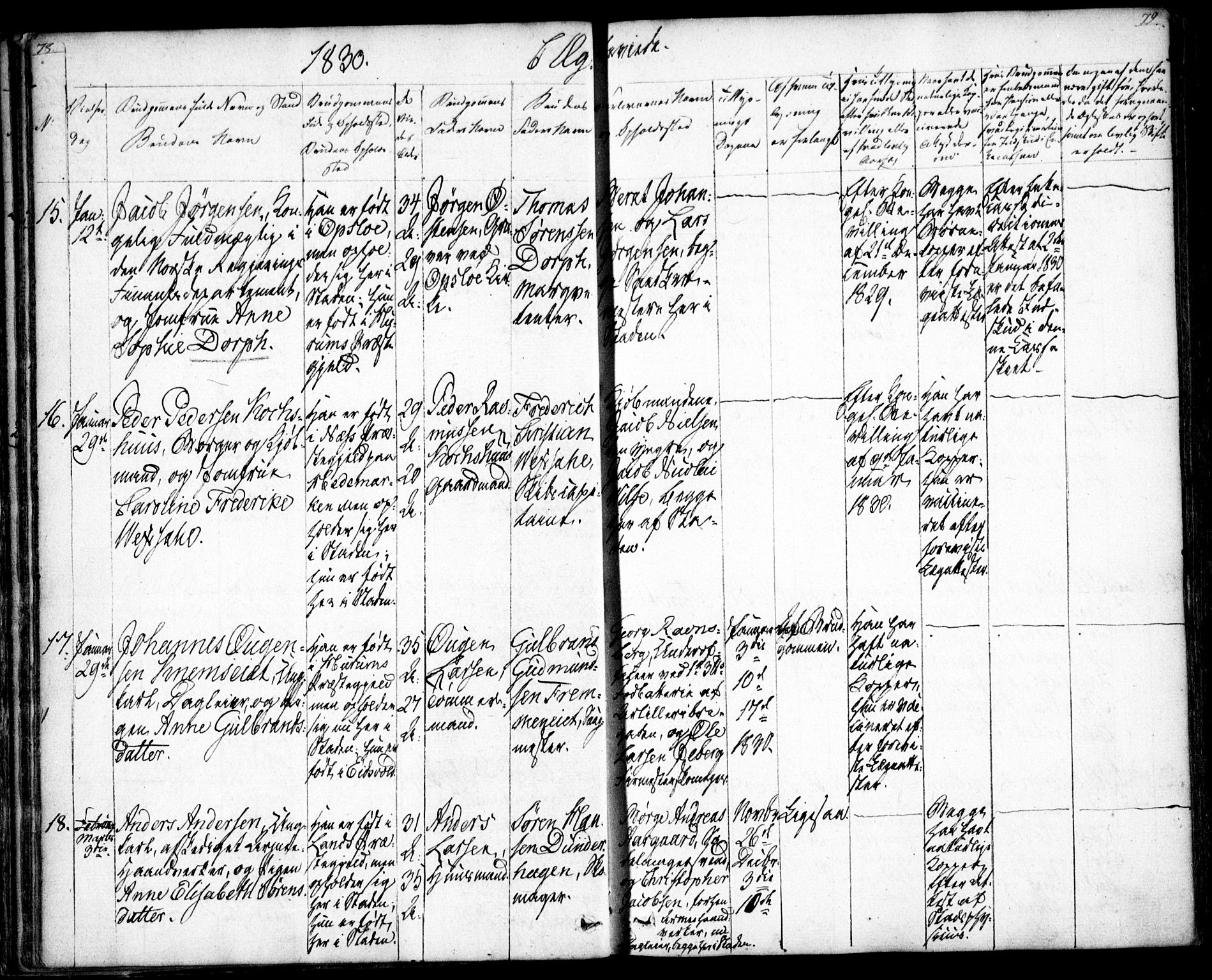 Oslo domkirke Kirkebøker, AV/SAO-A-10752/F/Fa/L0019: Parish register (official) no. 19, 1828-1847, p. 78-79