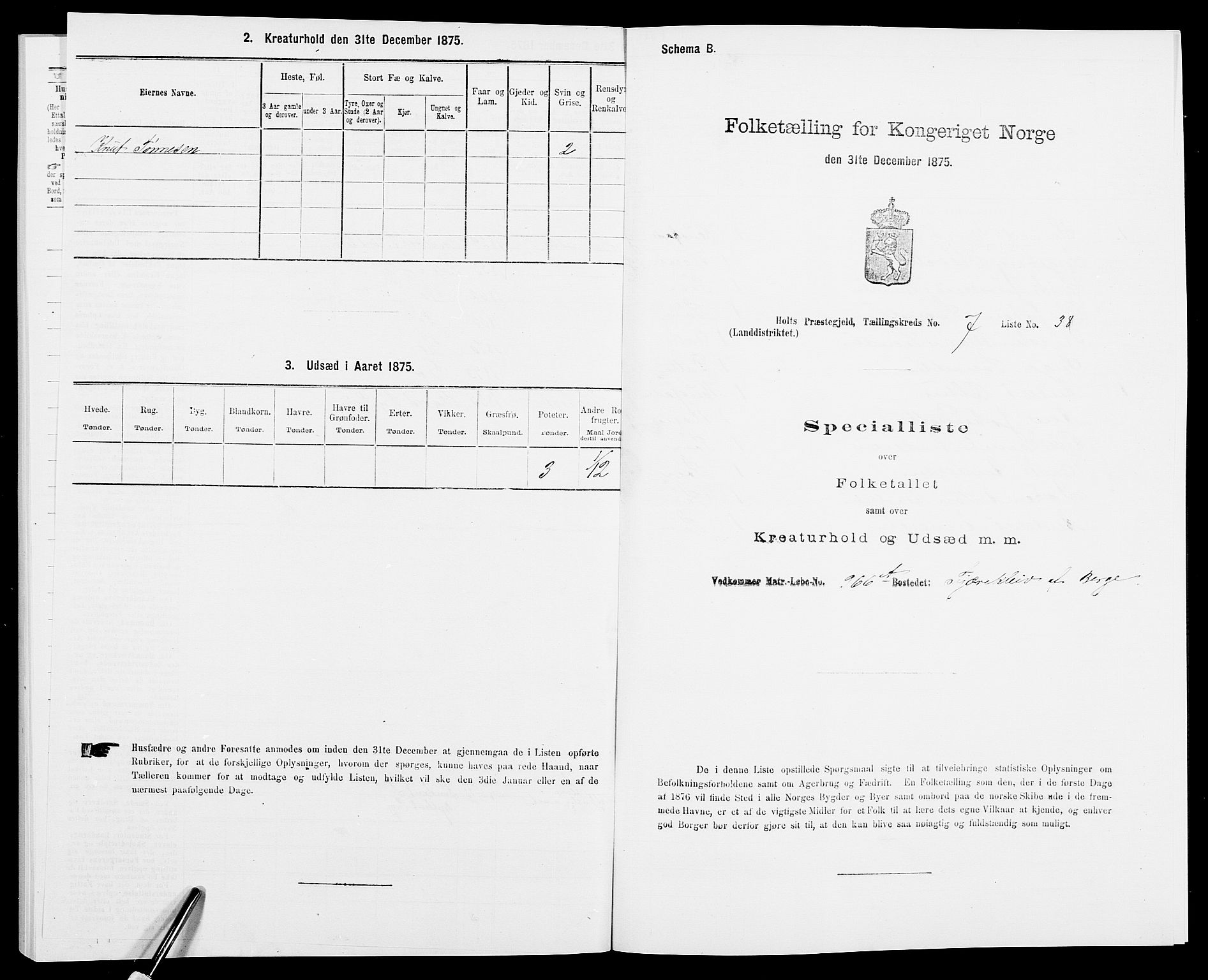 SAK, 1875 census for 0914L Holt/Holt, 1875, p. 849