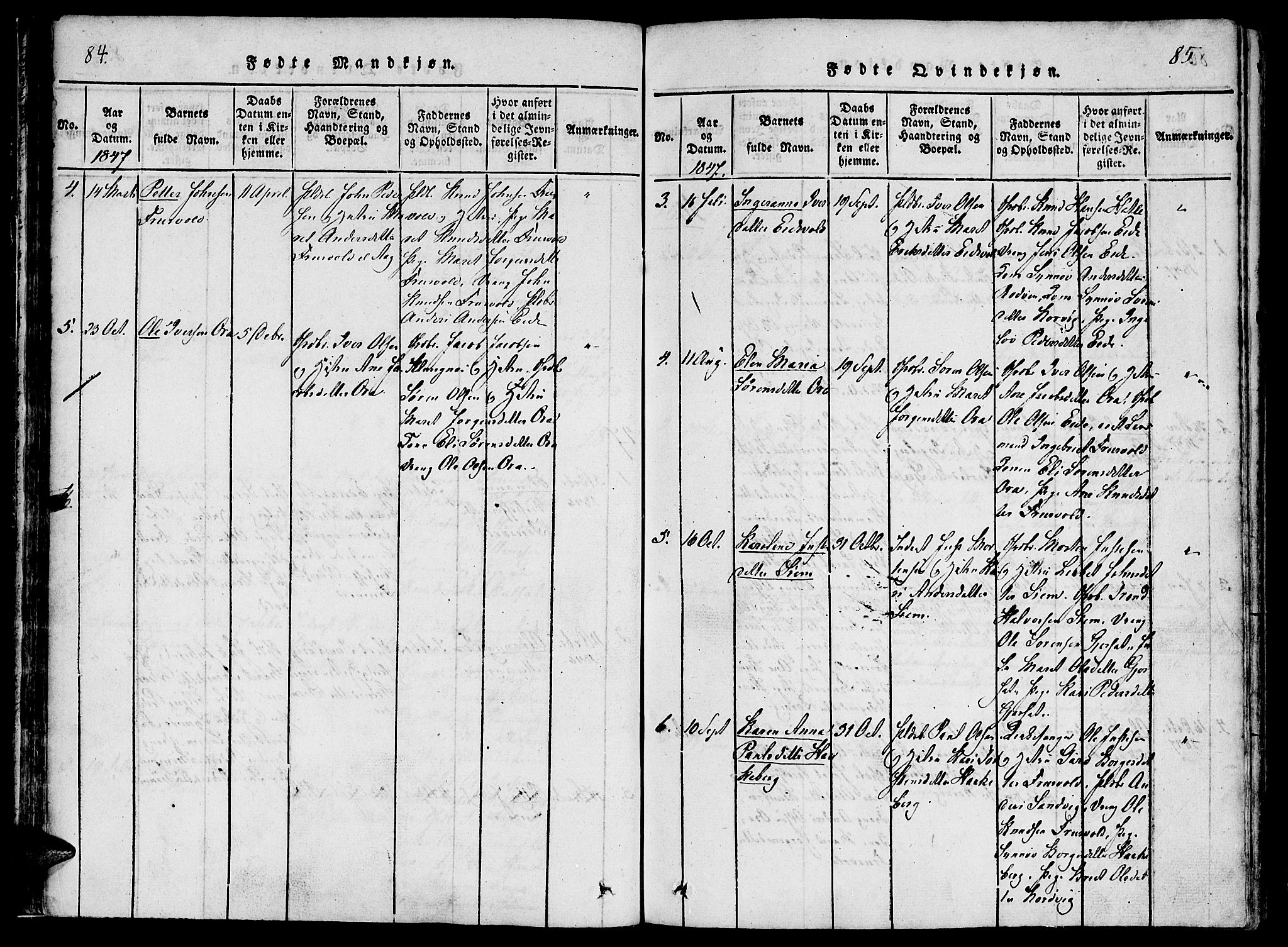 Ministerialprotokoller, klokkerbøker og fødselsregistre - Møre og Romsdal, AV/SAT-A-1454/542/L0551: Parish register (official) no. 542A01, 1818-1853, p. 84-85