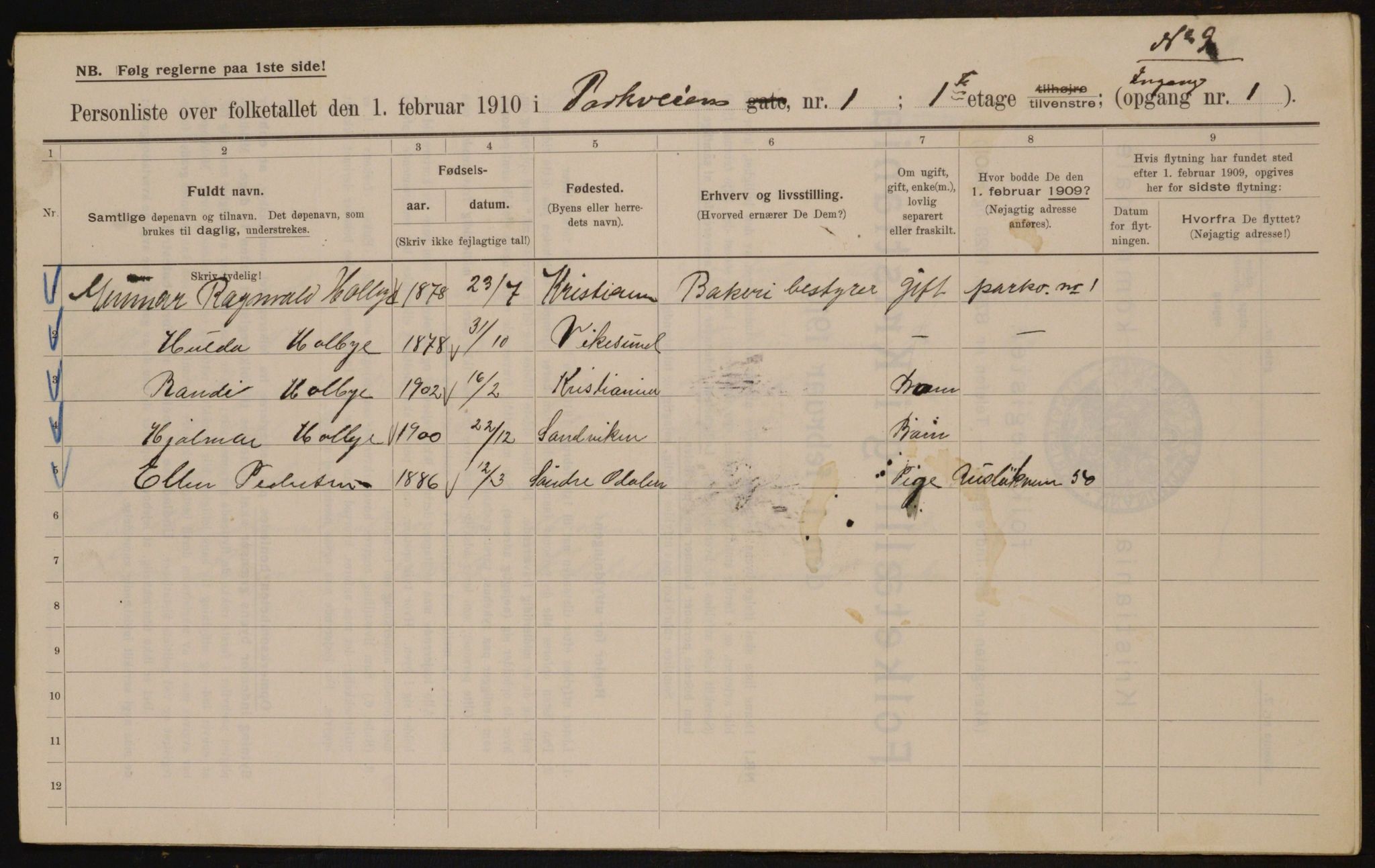 OBA, Municipal Census 1910 for Kristiania, 1910, p. 74777