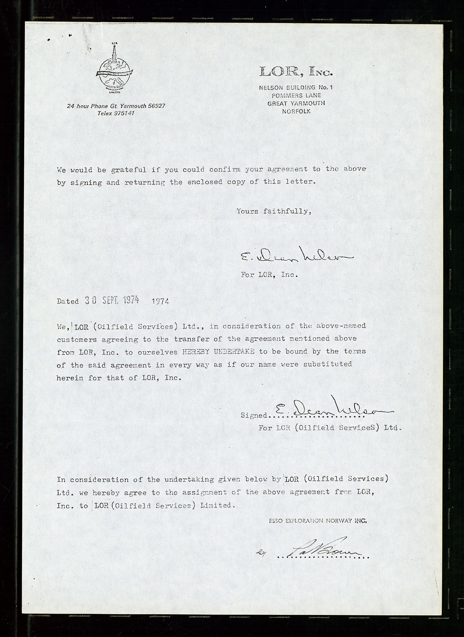 Pa 1512 - Esso Exploration and Production Norway Inc., AV/SAST-A-101917/E/Ea/L0020: Kontrakter og avtaler, 1966-1974, p. 112