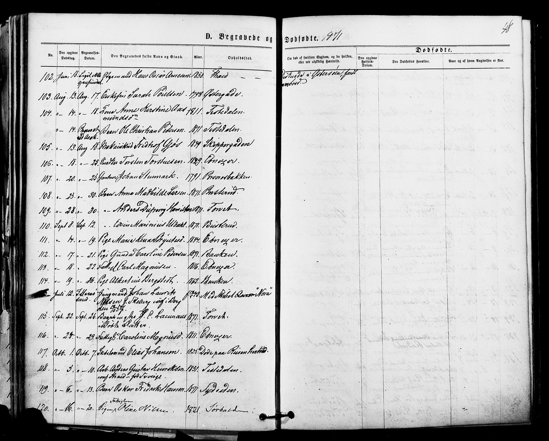 Halden prestekontor Kirkebøker, AV/SAO-A-10909/F/Fa/L0010: Parish register (official) no. I 10, 1866-1877, p. 48