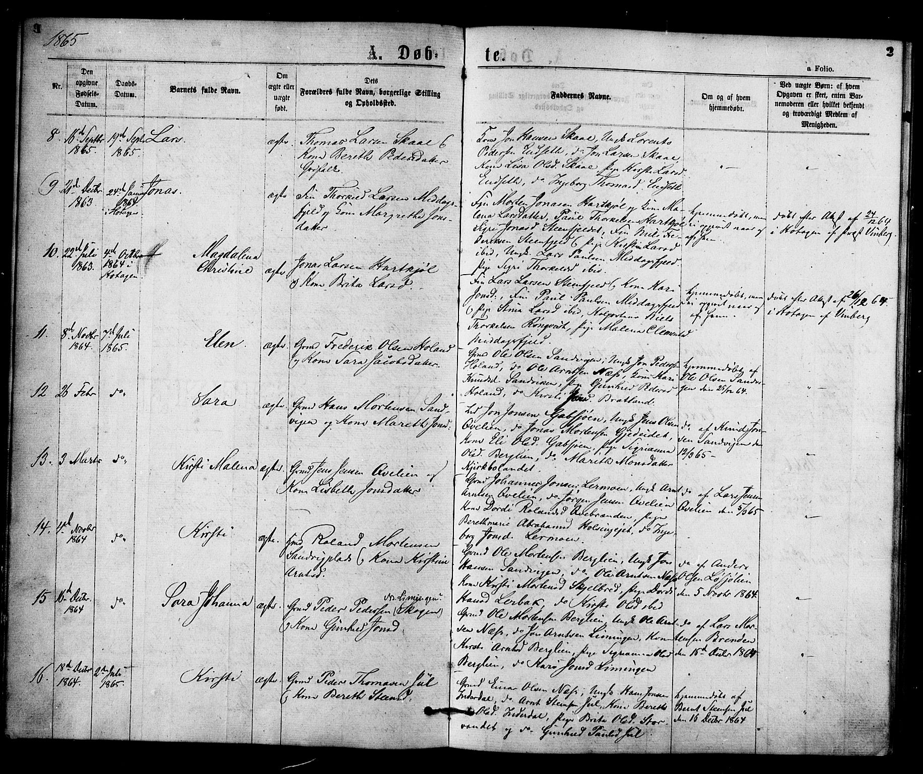 Ministerialprotokoller, klokkerbøker og fødselsregistre - Nord-Trøndelag, SAT/A-1458/755/L0493: Parish register (official) no. 755A02, 1865-1881, p. 2