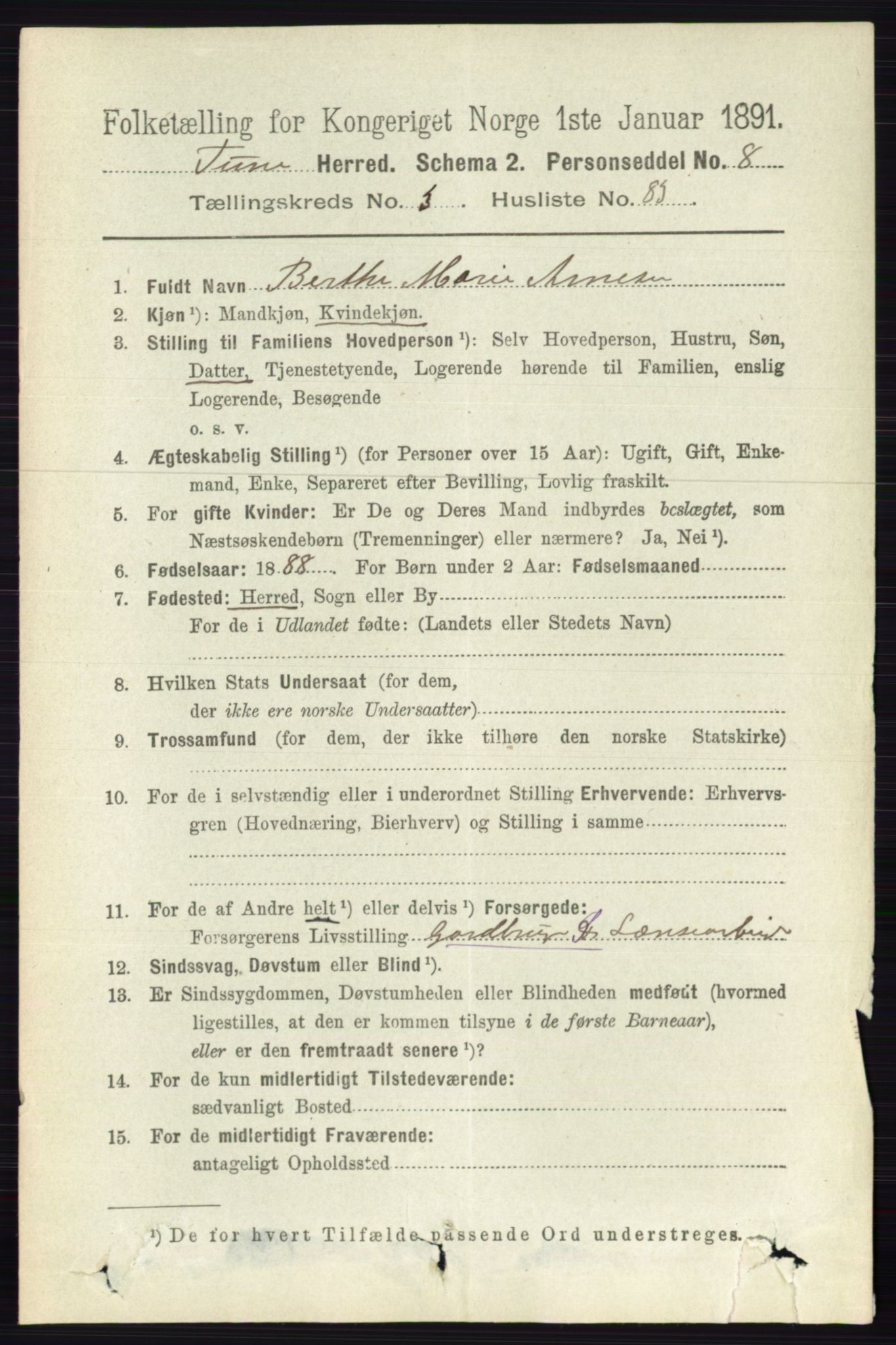 RA, 1891 census for 0130 Tune, 1891, p. 2034