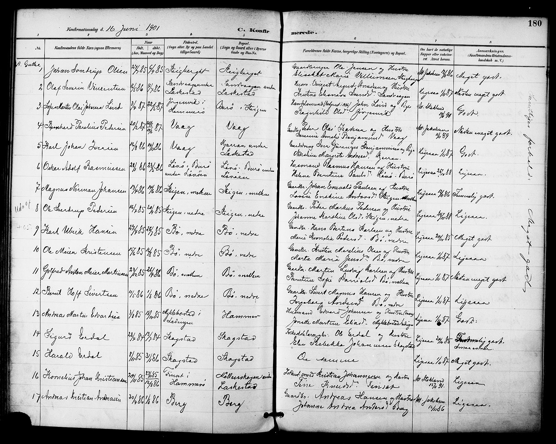 Ministerialprotokoller, klokkerbøker og fødselsregistre - Nordland, AV/SAT-A-1459/855/L0803: Parish register (official) no. 855A11, 1887-1905, p. 180