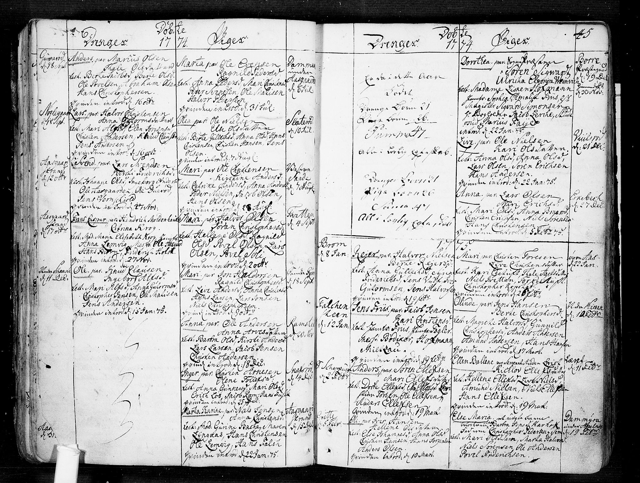 Borre kirkebøker, SAKO/A-338/F/Fa/L0002: Parish register (official) no. I 2, 1752-1806, p. 45