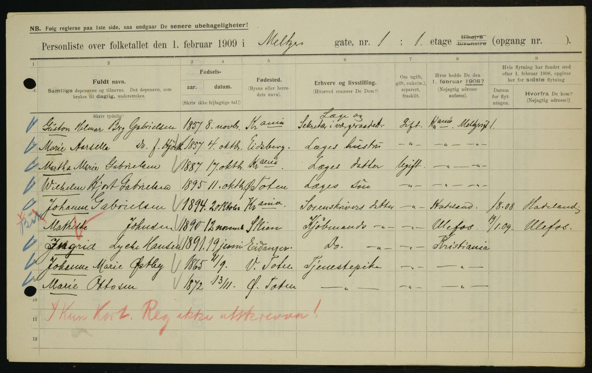 OBA, Municipal Census 1909 for Kristiania, 1909, p. 59070