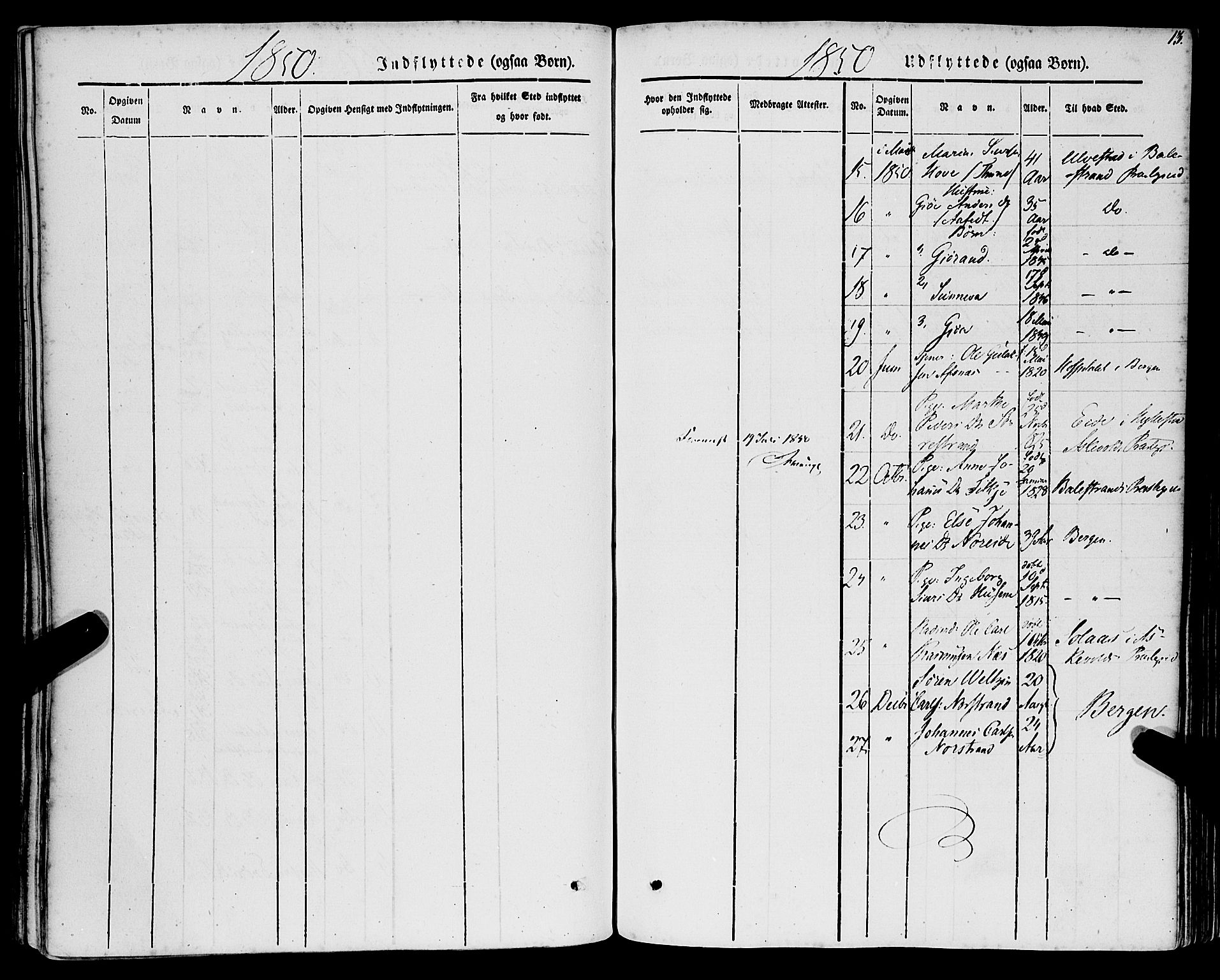 Lavik sokneprestembete, AV/SAB-A-80901: Parish register (official) no. A 3, 1843-1863, p. 13