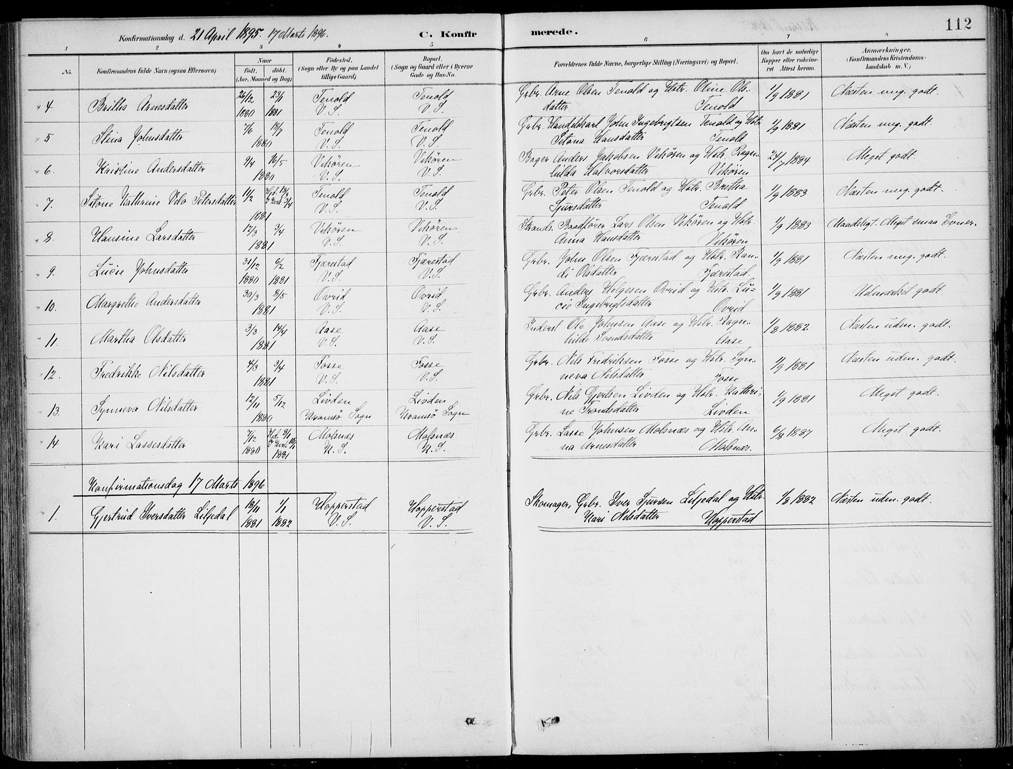 Vik sokneprestembete, AV/SAB-A-81501/H/Haa/Haab/L0002: Parish register (official) no. B  2, 1891-1907, p. 112