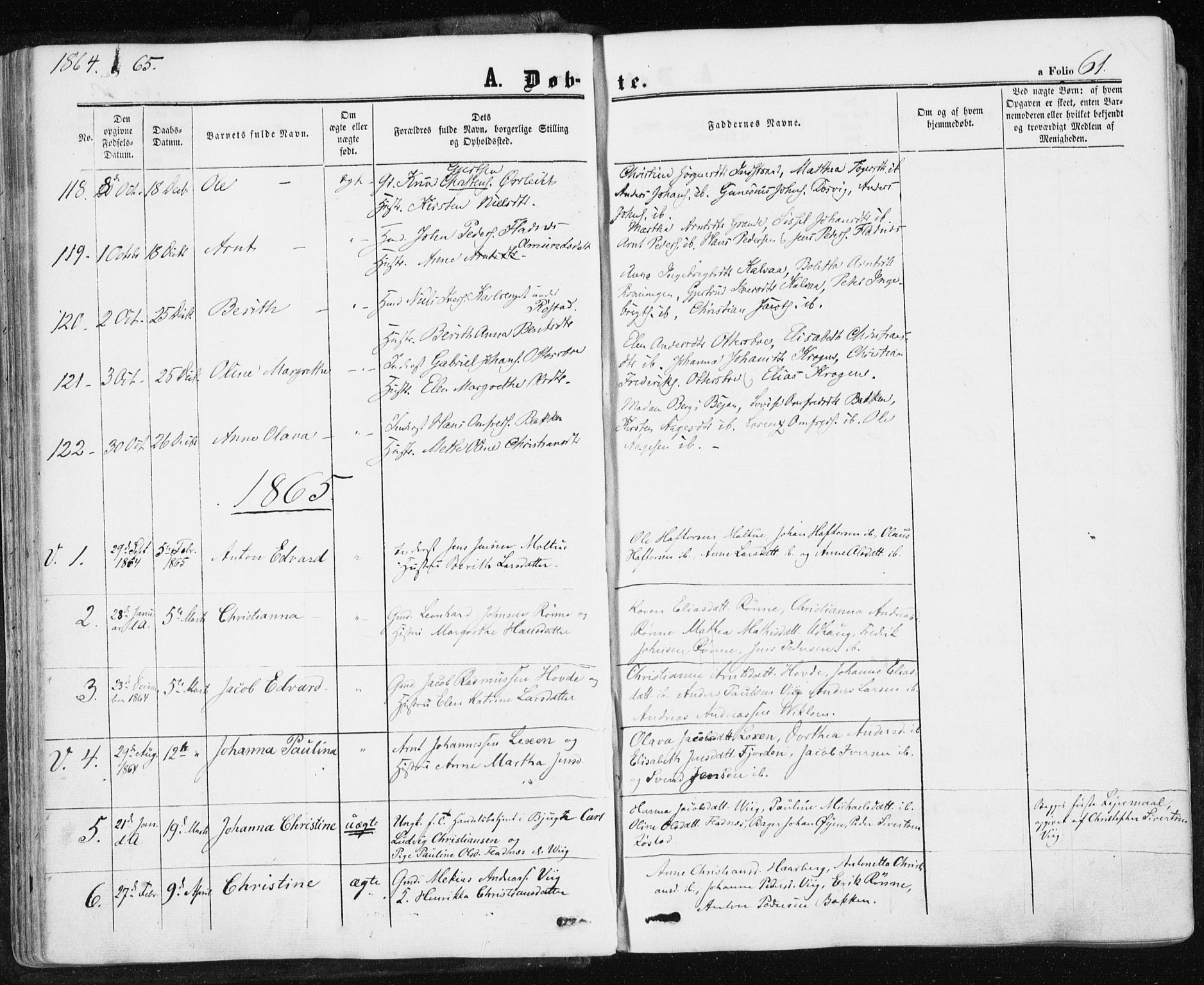 Ministerialprotokoller, klokkerbøker og fødselsregistre - Sør-Trøndelag, AV/SAT-A-1456/659/L0737: Parish register (official) no. 659A07, 1857-1875, p. 61