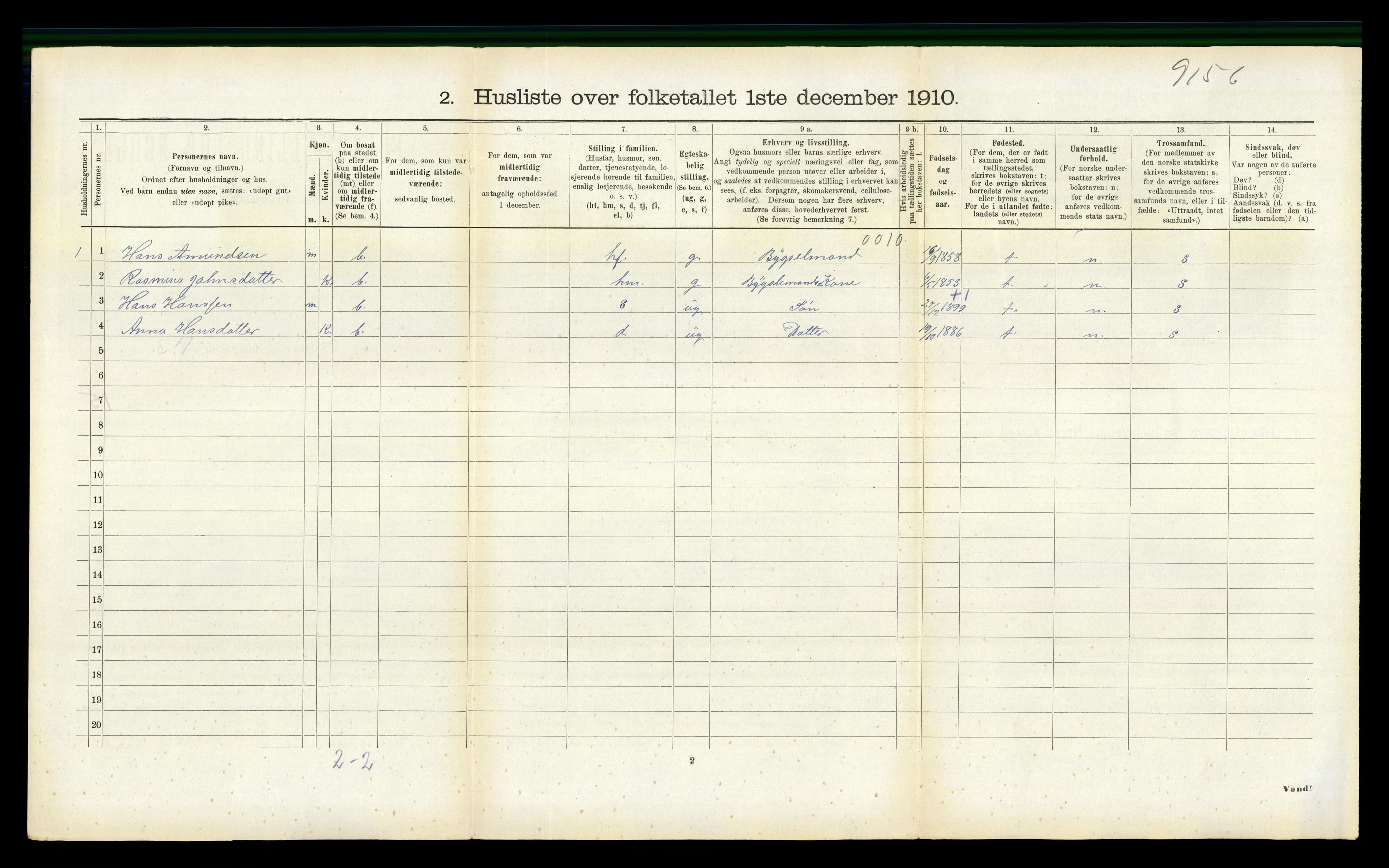 RA, 1910 census for Vanylven, 1910, p. 864