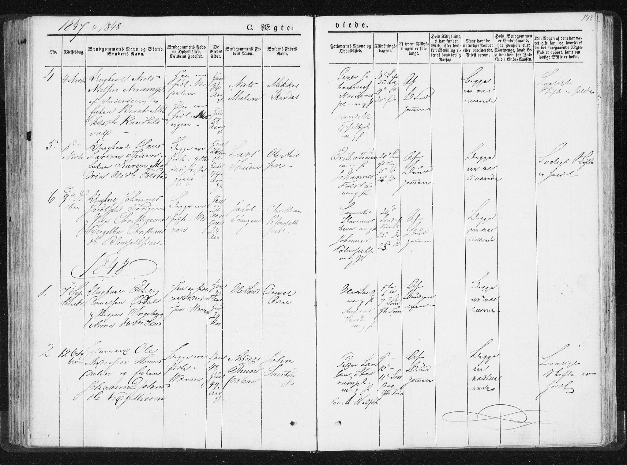 Ministerialprotokoller, klokkerbøker og fødselsregistre - Nord-Trøndelag, AV/SAT-A-1458/744/L0418: Parish register (official) no. 744A02, 1843-1866, p. 148