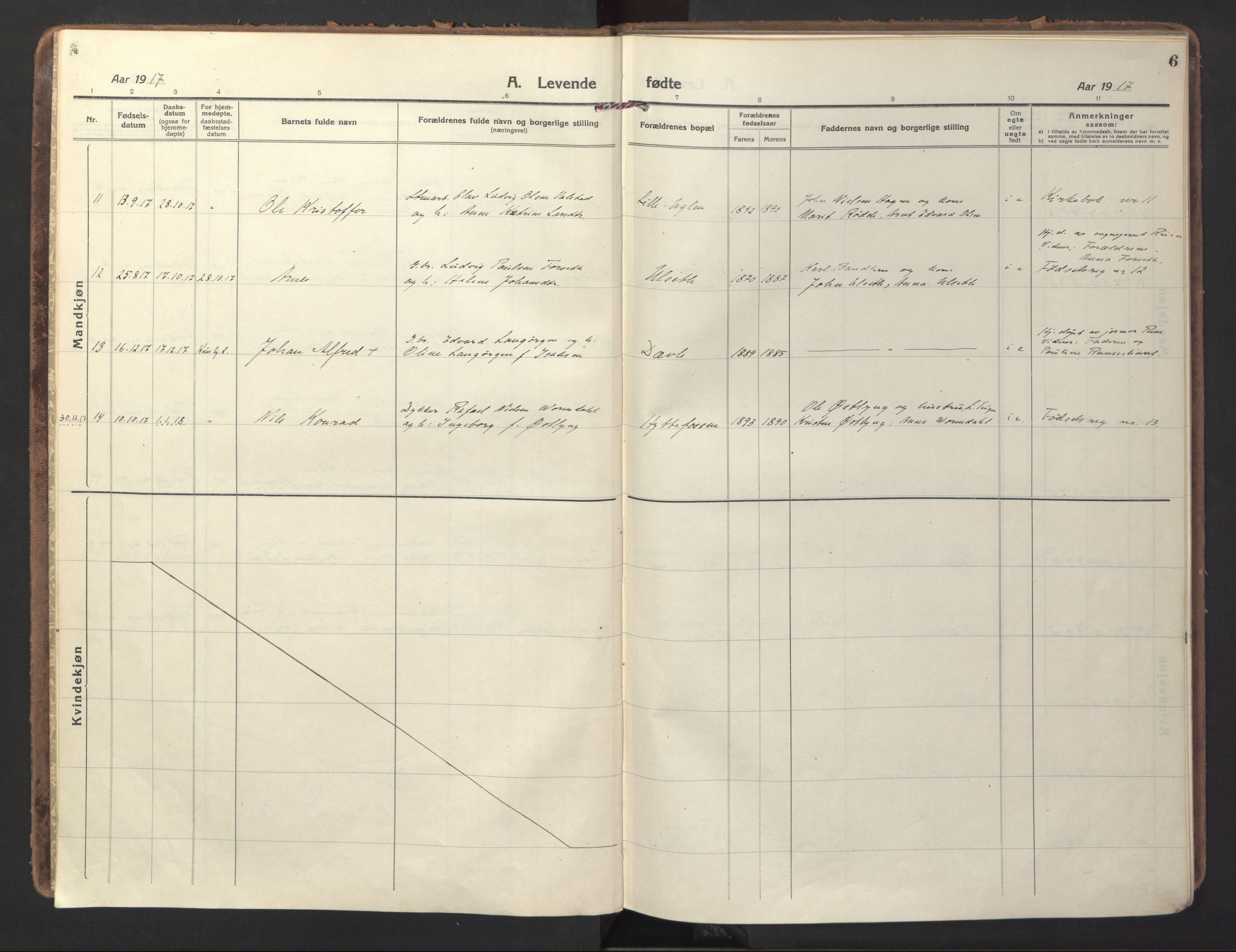Ministerialprotokoller, klokkerbøker og fødselsregistre - Sør-Trøndelag, SAT/A-1456/618/L0449: Parish register (official) no. 618A12, 1917-1924, p. 6