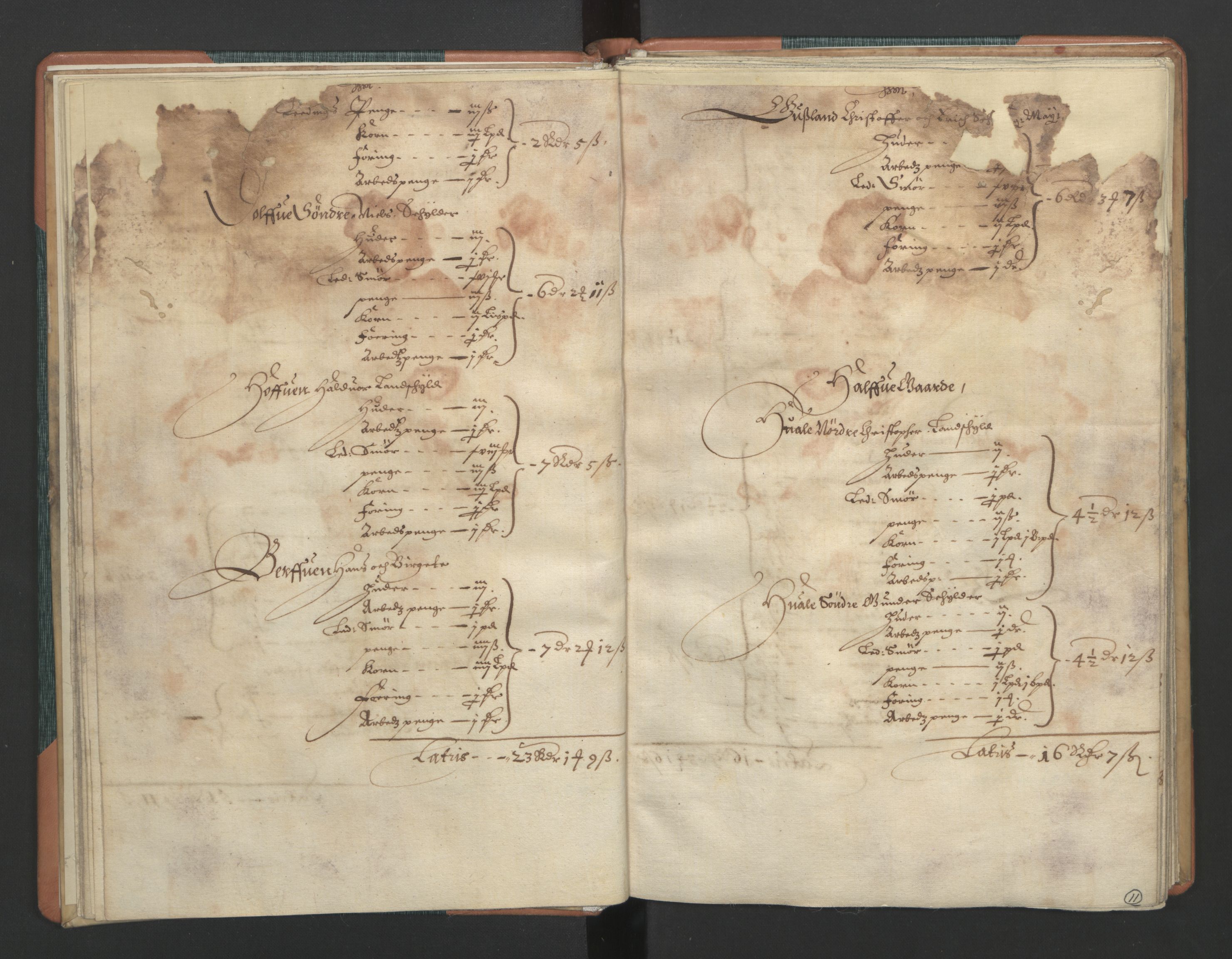 Rentekammeret inntil 1814, Realistisk ordnet avdeling, RA/EA-4070/L/L0015/0002: Tønsberg lagdømme. Brunla len: / Brunla len. Kronens jordebok, 1661, p. 10b-11a