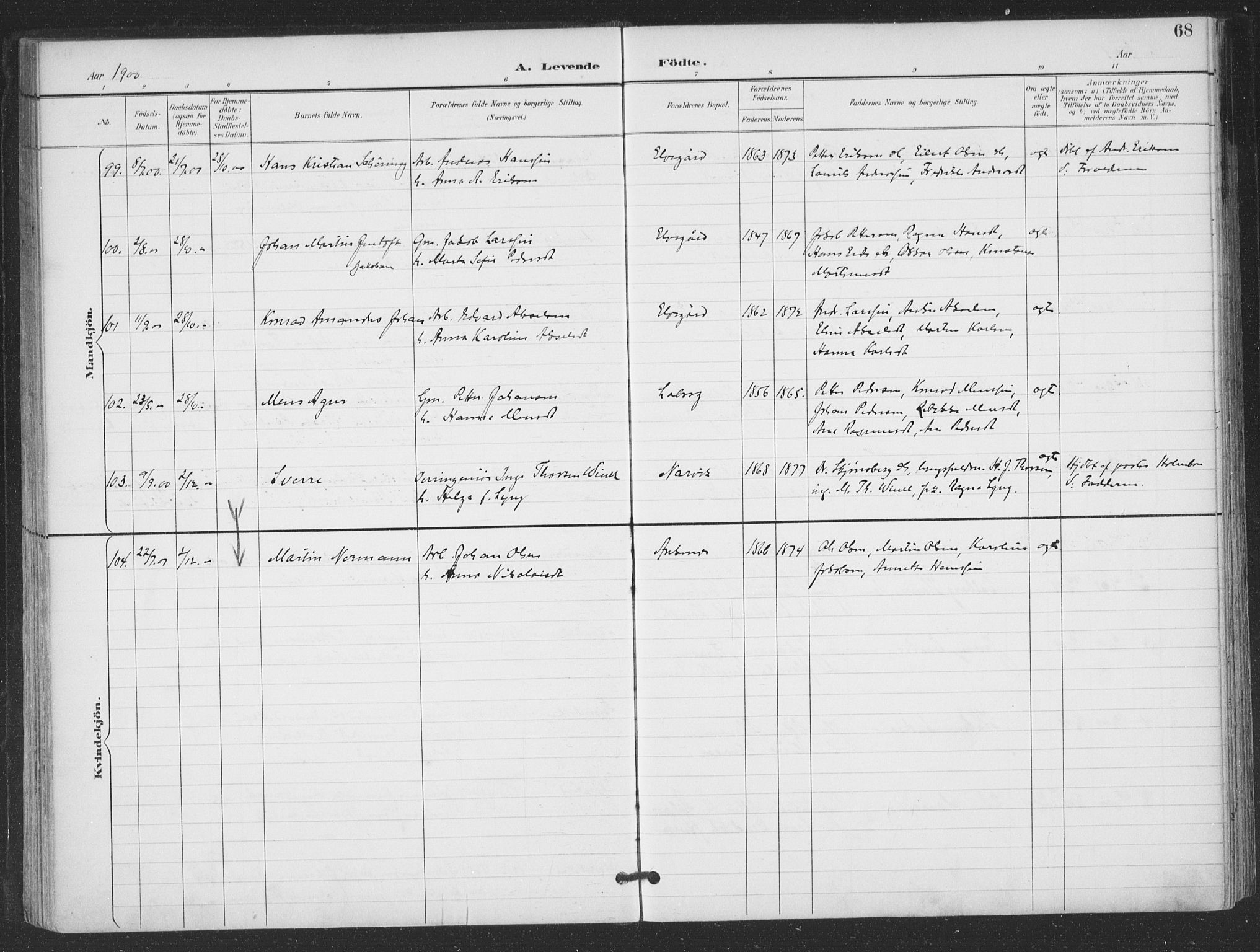 Ministerialprotokoller, klokkerbøker og fødselsregistre - Nordland, AV/SAT-A-1459/866/L0939: Parish register (official) no. 866A02, 1894-1906, p. 68