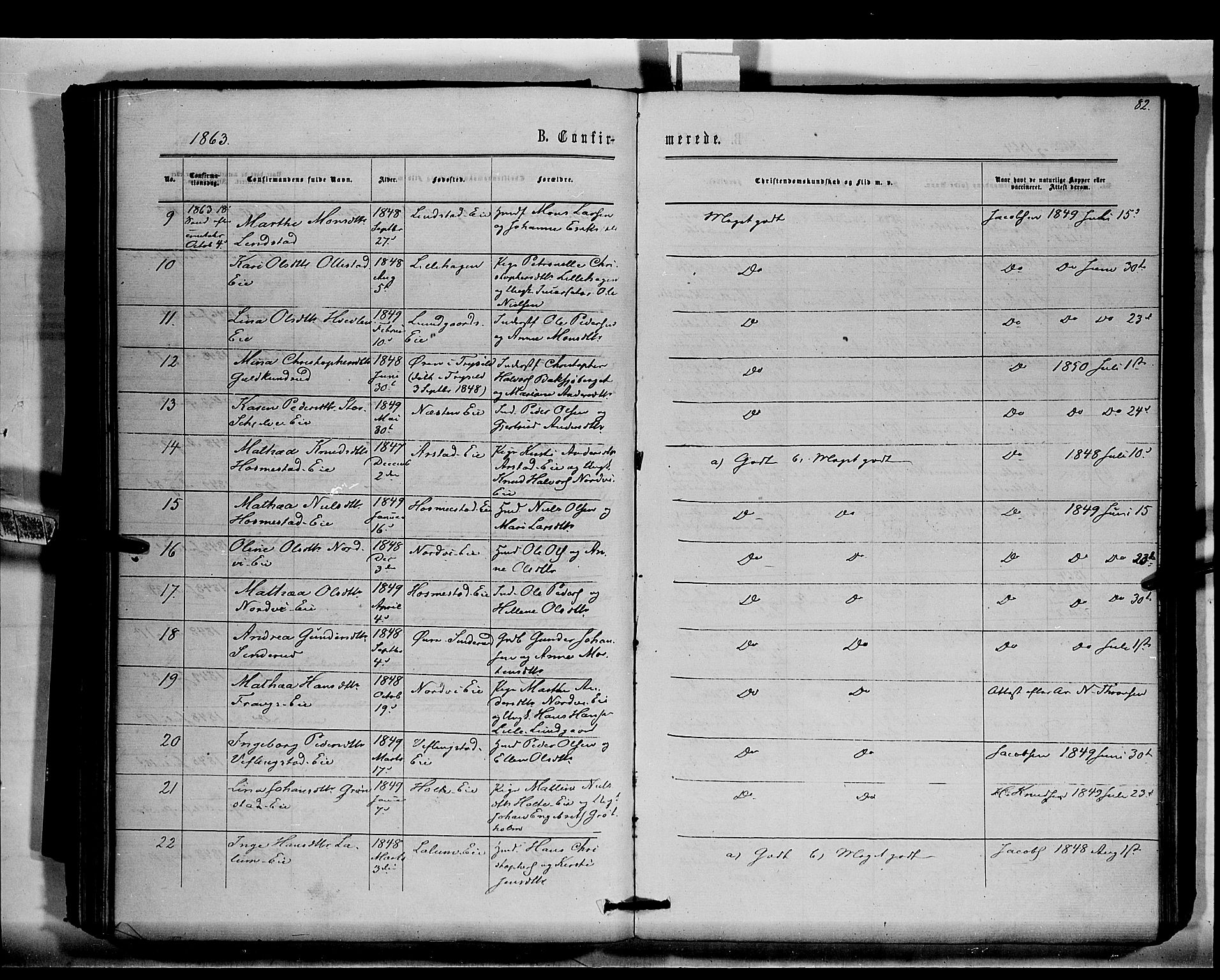 Stange prestekontor, SAH/PREST-002/K/L0015: Parish register (official) no. 15, 1862-1879, p. 82