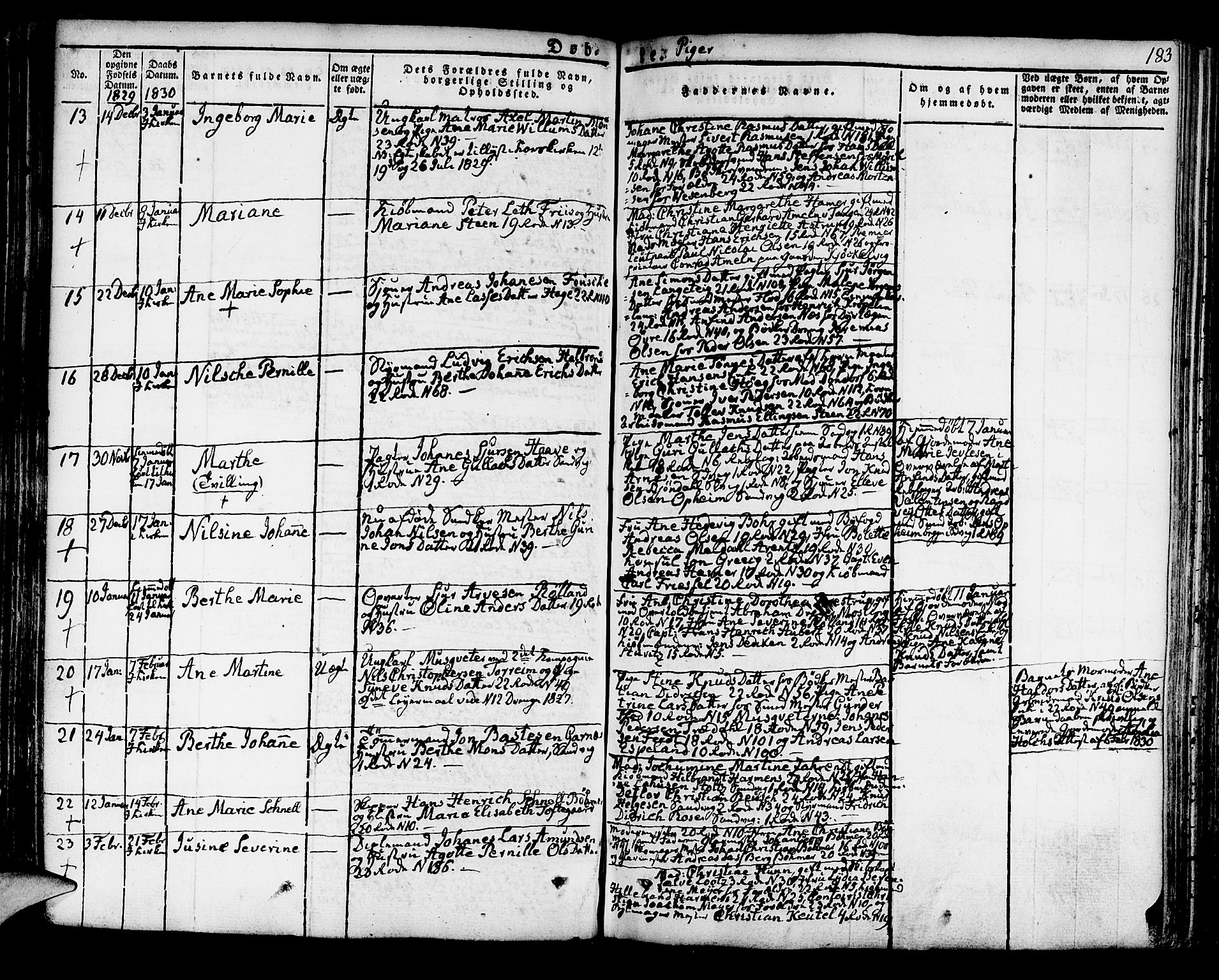 Korskirken sokneprestembete, AV/SAB-A-76101/H/Hab: Parish register (copy) no. A 3, 1821-1831, p. 183